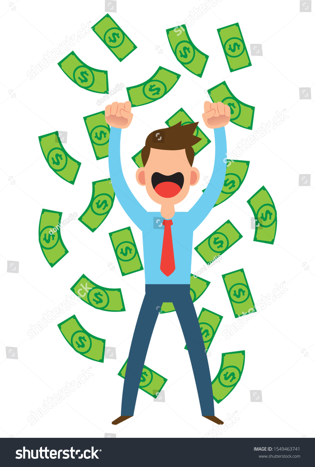 Illustration Businessman Earning Lots Money Stock Vector Royalty Free