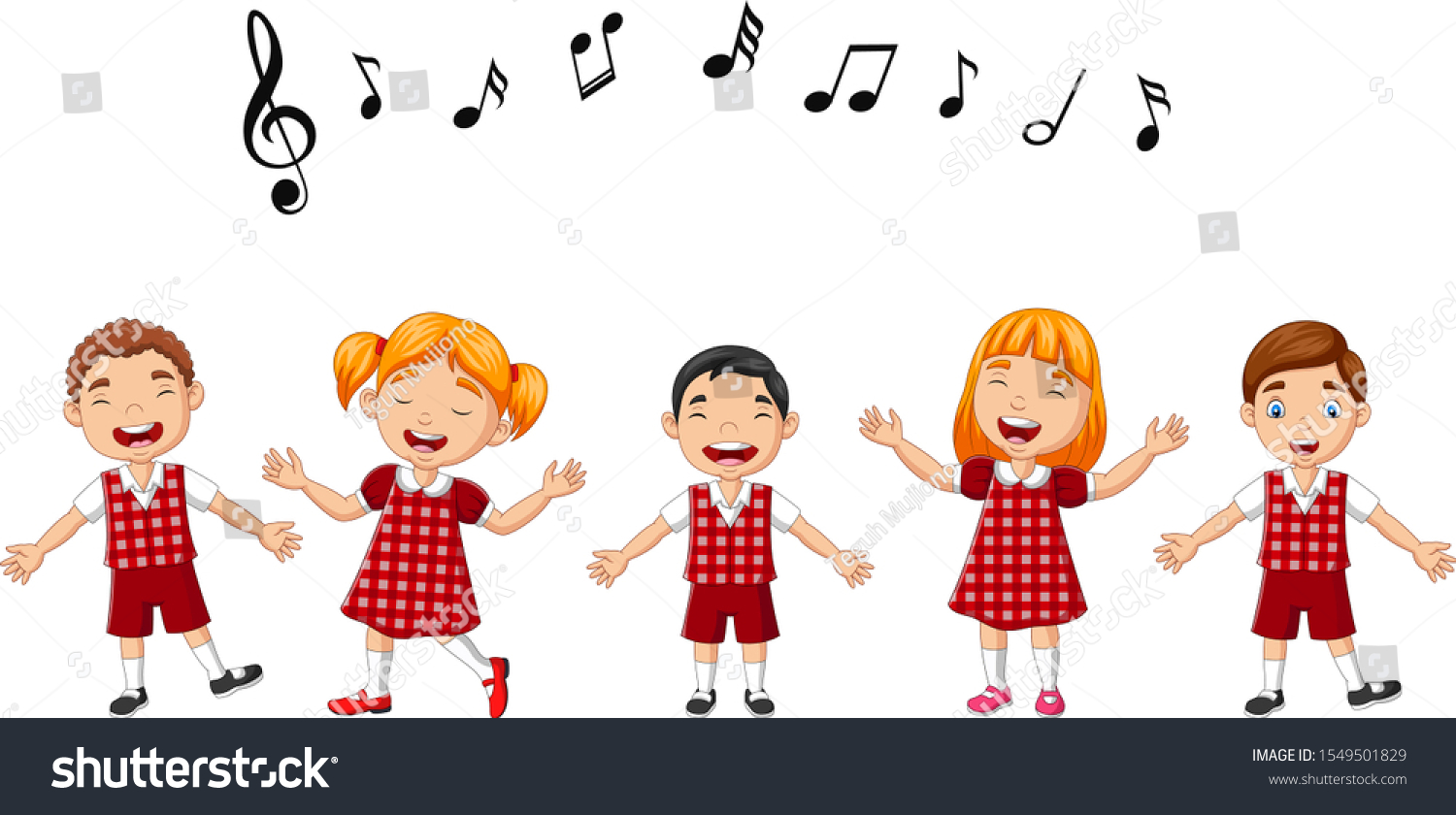 Cartoon Group Children Singing School Choir Stock Vector Royalty Free