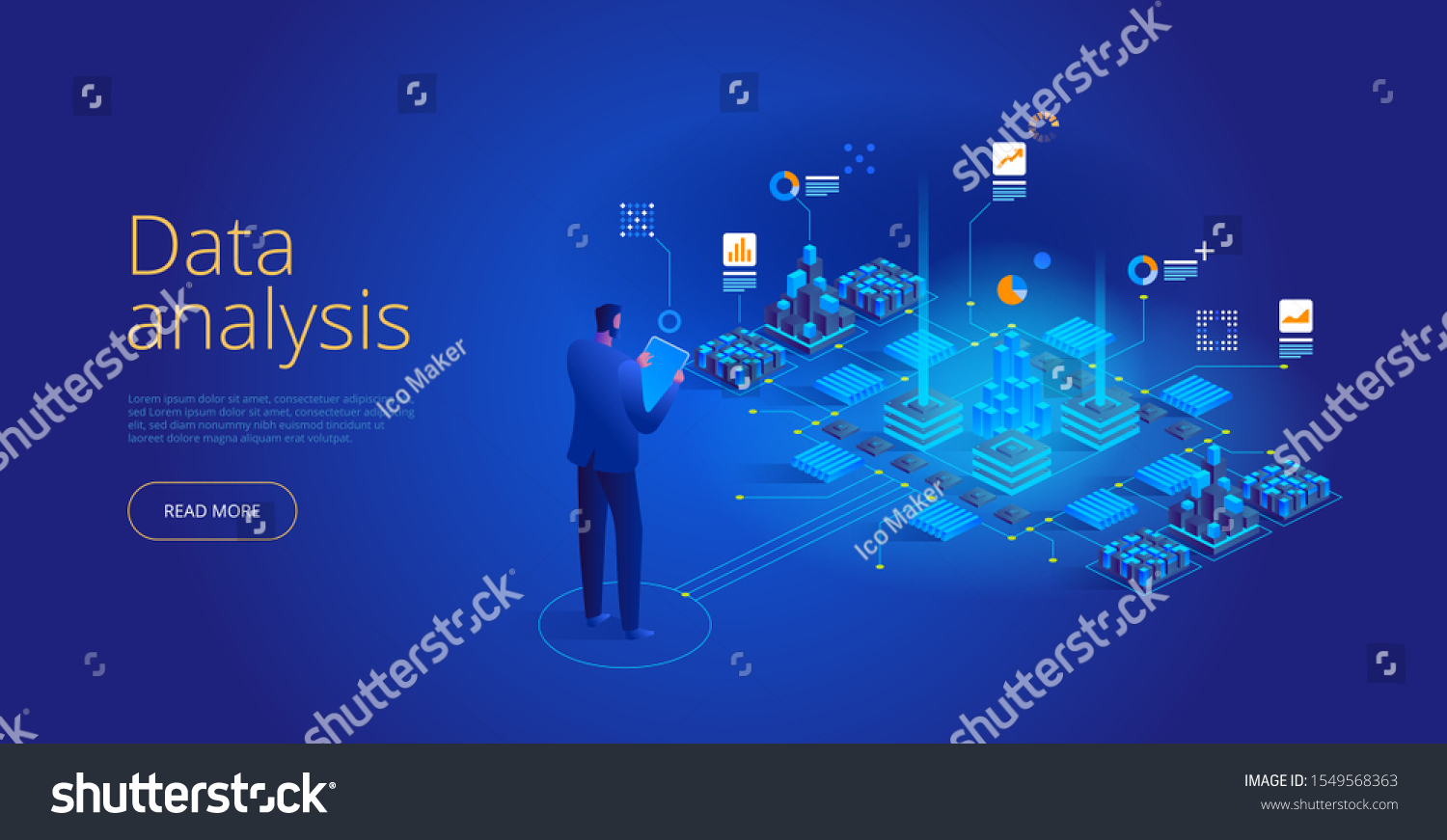 Vector Isometric Concept Data Analysis Network 스톡 벡터(로열티 프리) 1549568363 ...