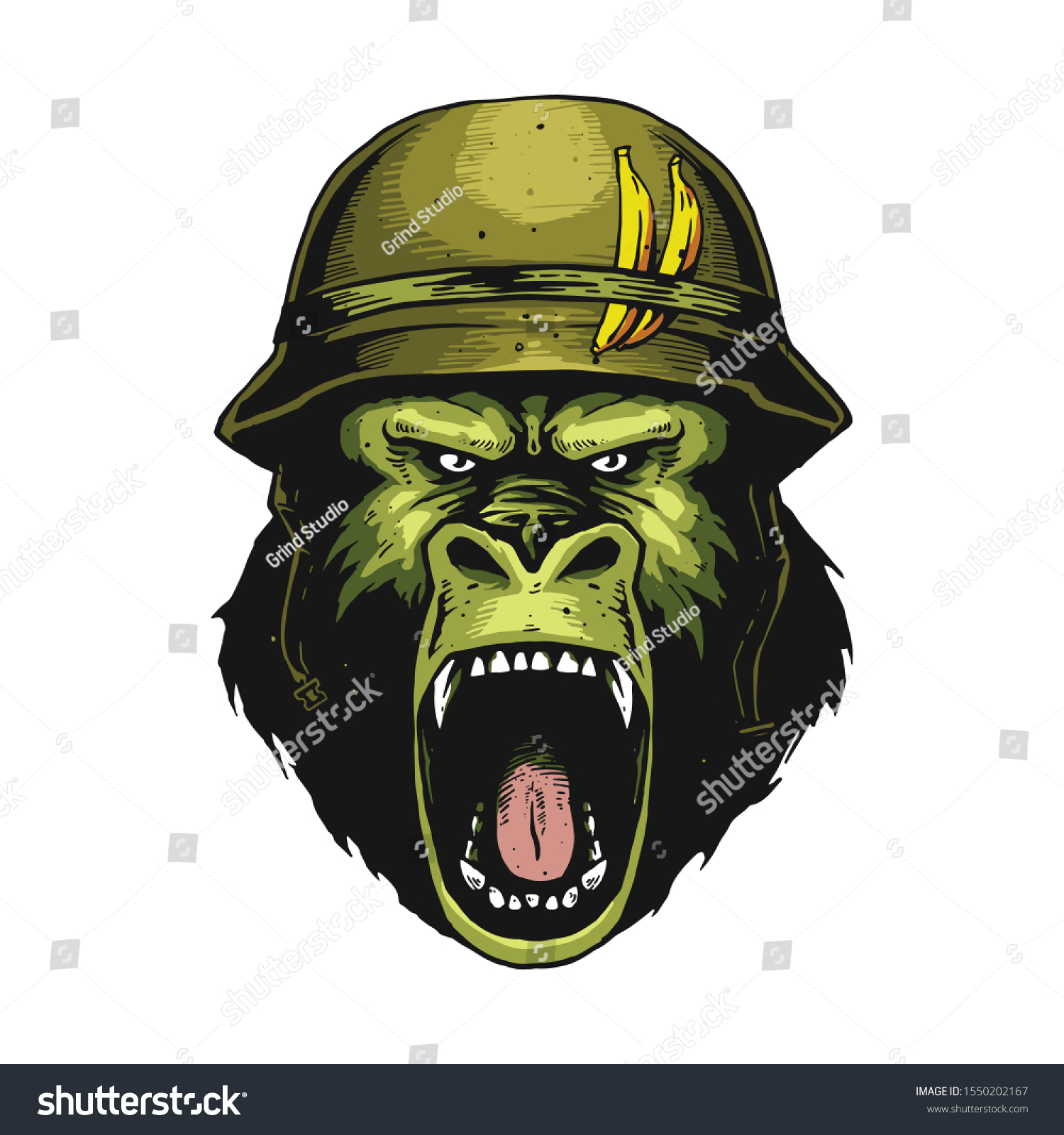 Gorilla Angry Face On Illustration Stock Vector (Royalty Free ...