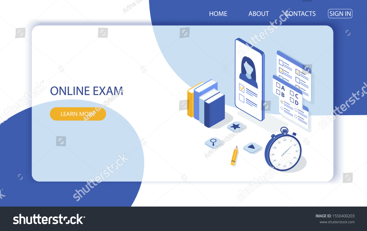 Landing Page Design Template Questionnaire Form Stock Vector (Royalty ...