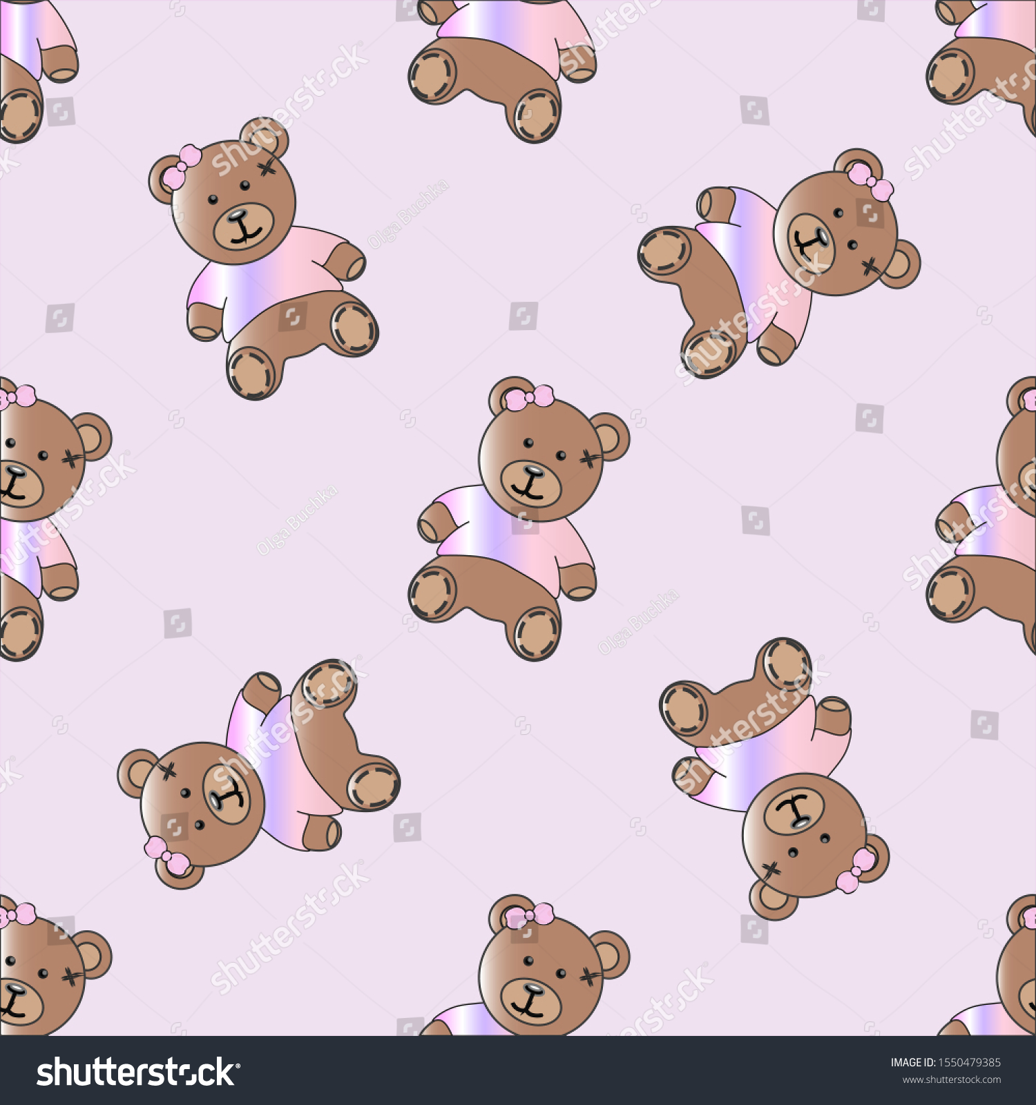 Baby Girl Bears Patern Flat Style Stock Vector (Royalty Free ...