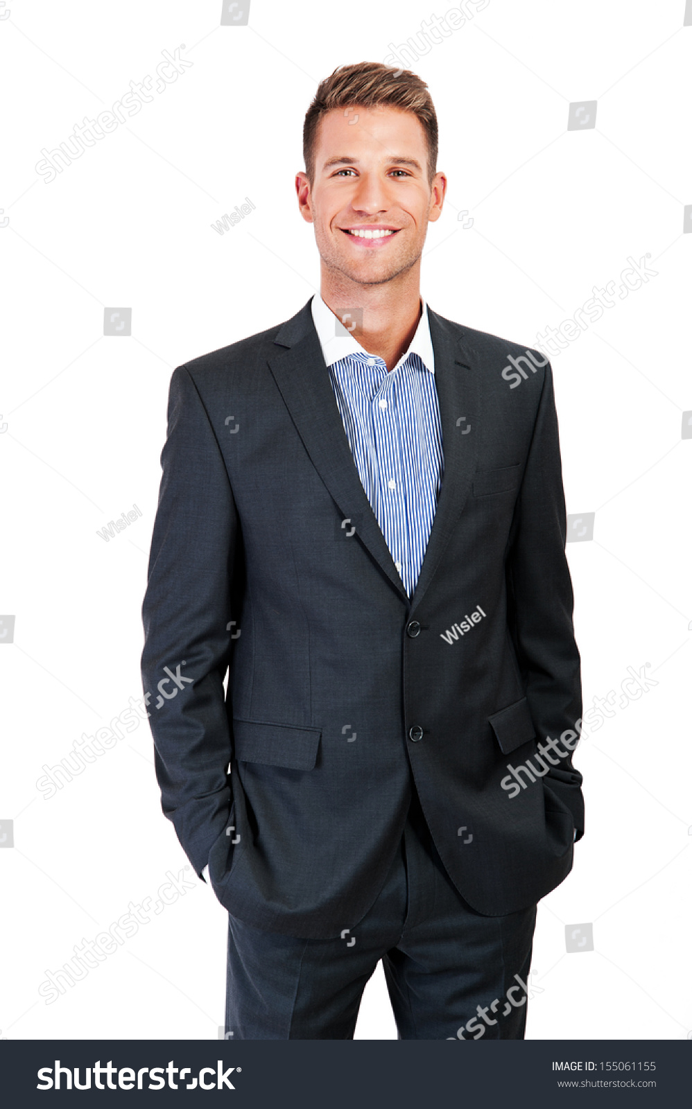 Full Body Portrait Happy Smiling Business Stock Photo 155061155 ...