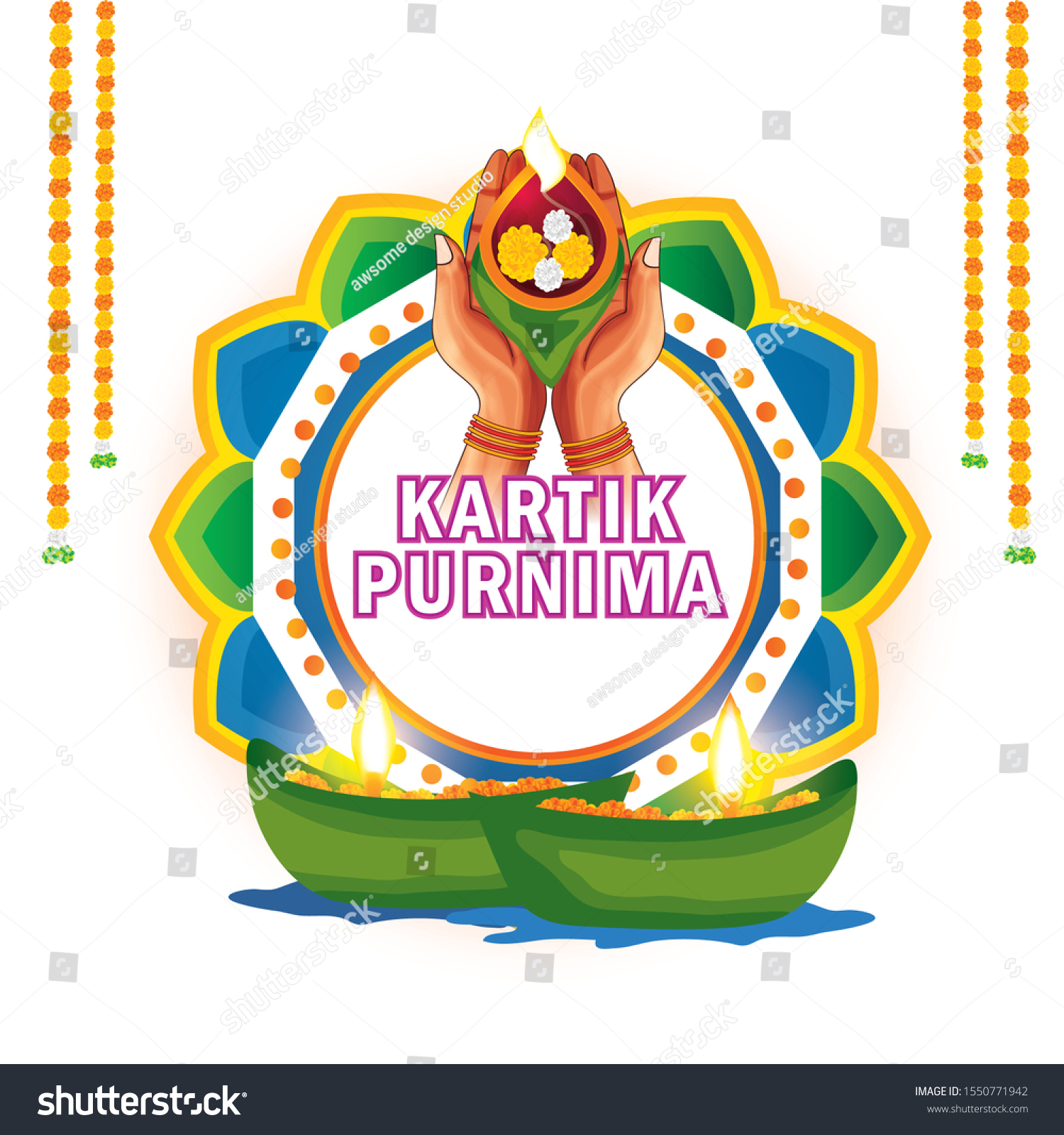 Happy Kartik Purnima Festival Background Stock Vector (Royalty Free ...