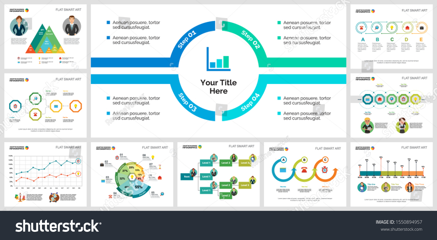 Colorful Statistics Training Concept Infographic Charts Stock Vector ...