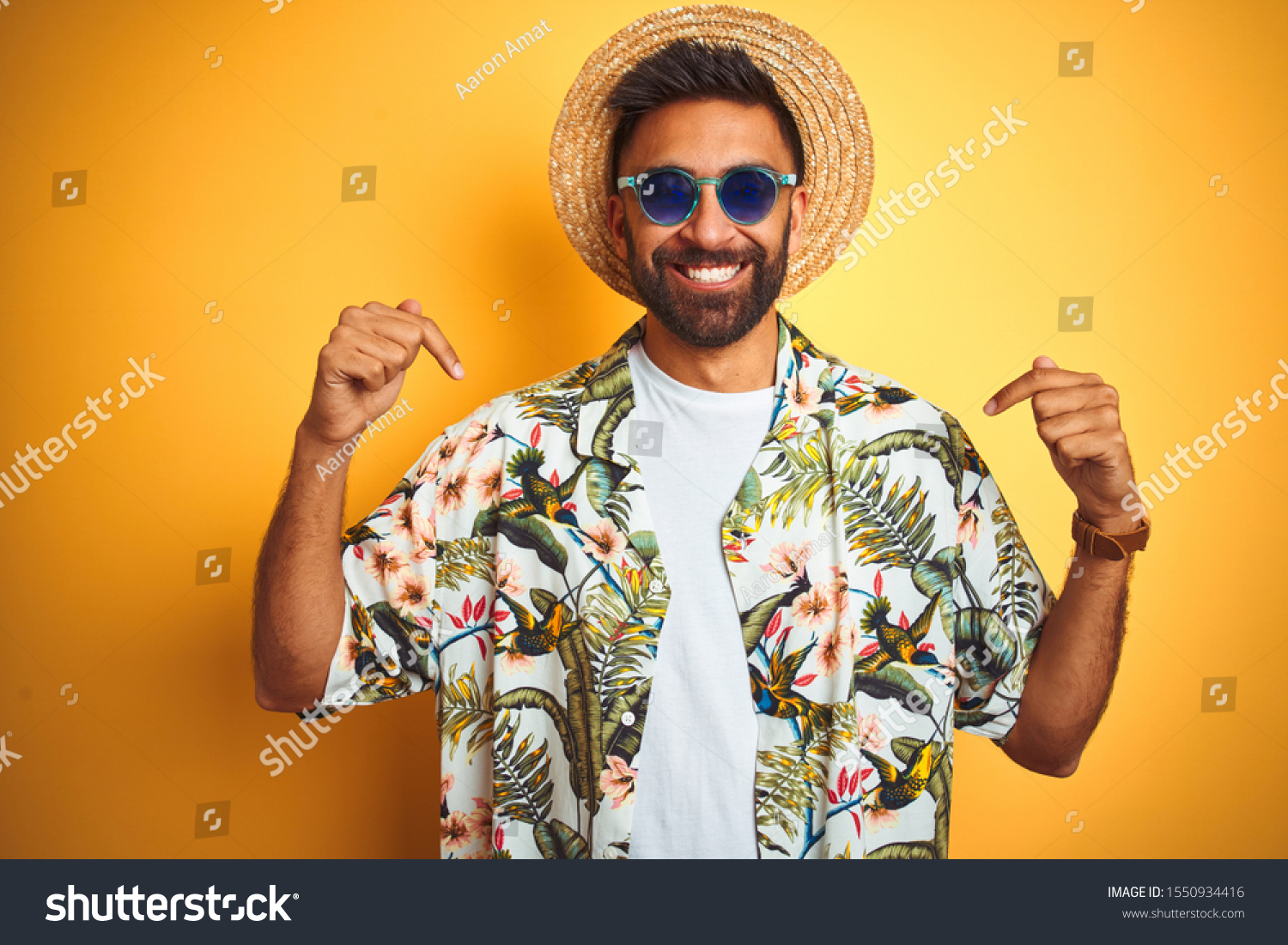 Indian Man On Vacation Wearing Floral Stock Photo 1550934416 | Shutterstock