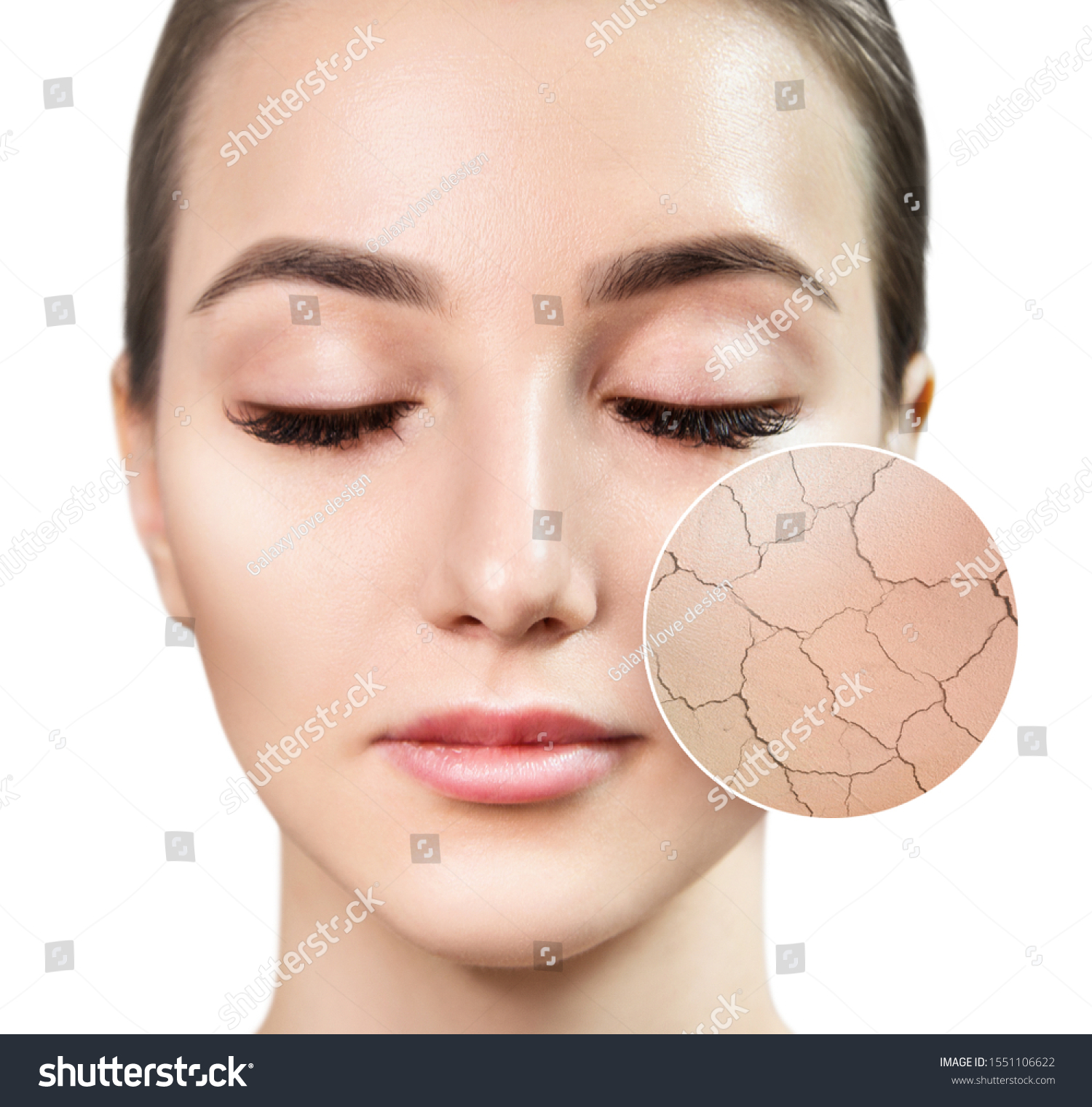 Young Woman Zoom Circle Shows Dry Stock Photo 1551106622 Shutterstock