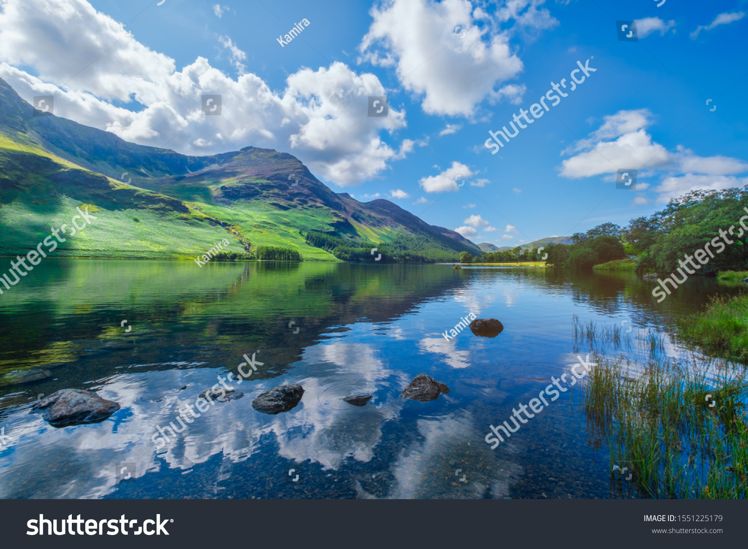 Mountains Reflected On Lake Lake District Stock Photo 1551225179 