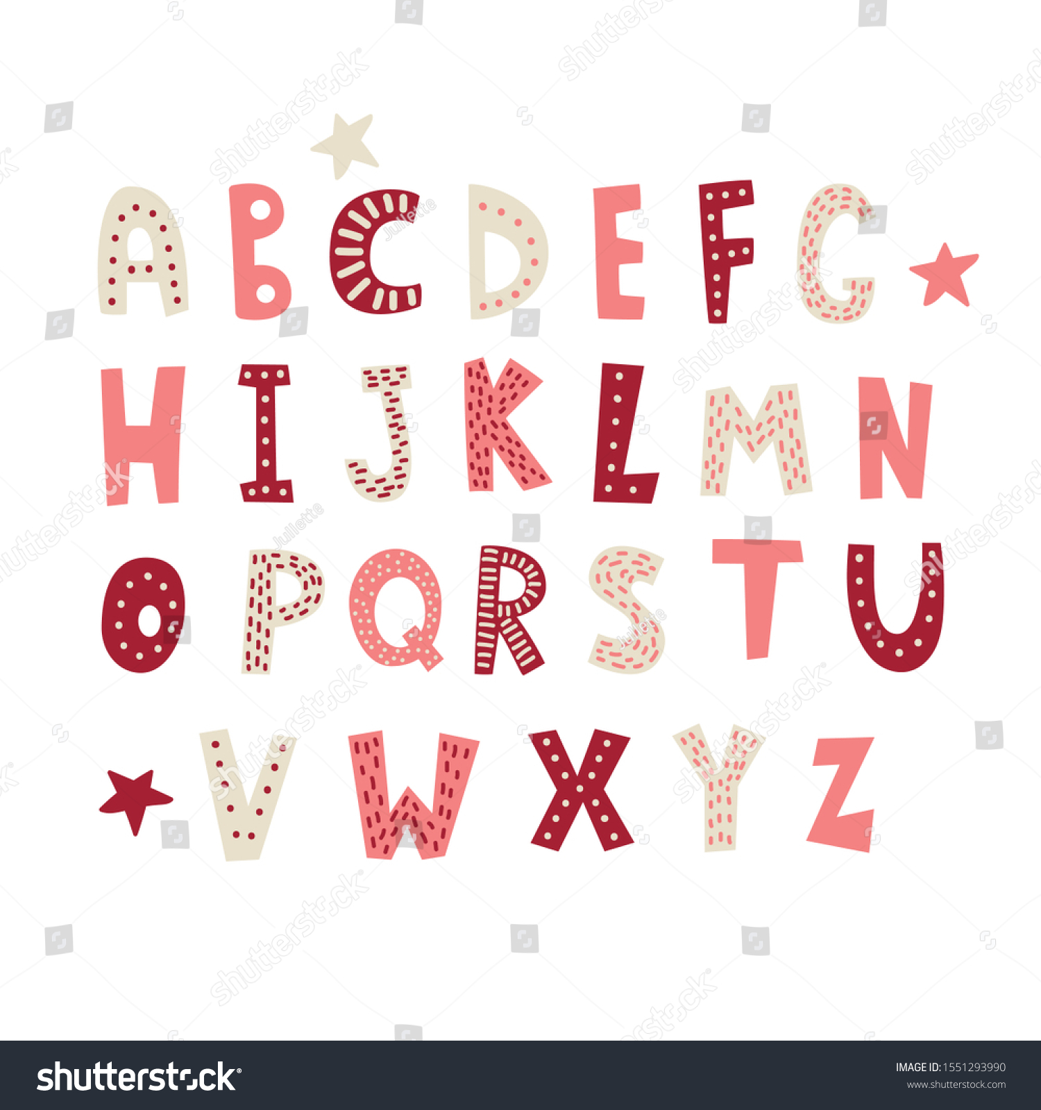 Vector Cartoon Alphabet White Background Cute Stock Vector (Royalty ...