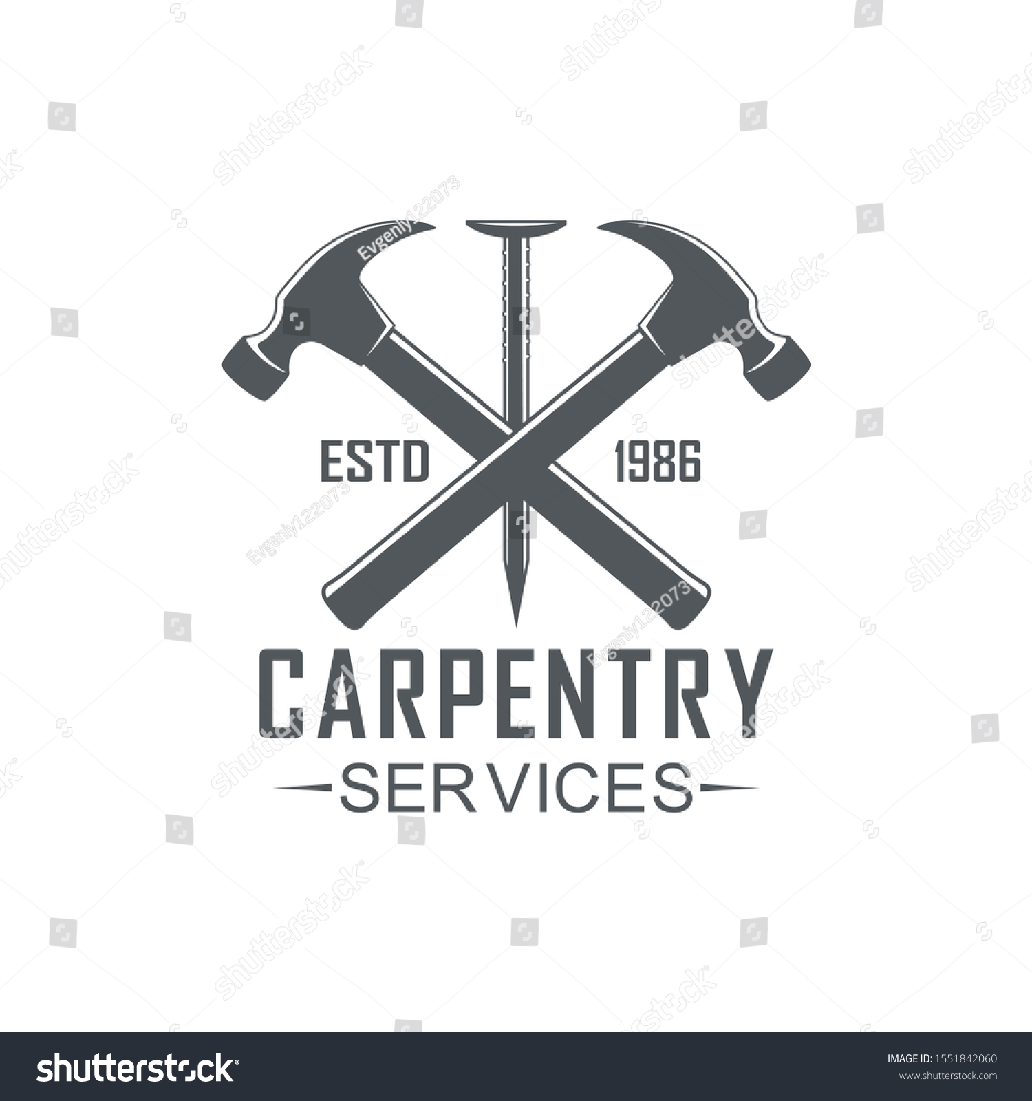 Black White Illustration Logo Workshop Carpentry Stock Vector (Royalty ...