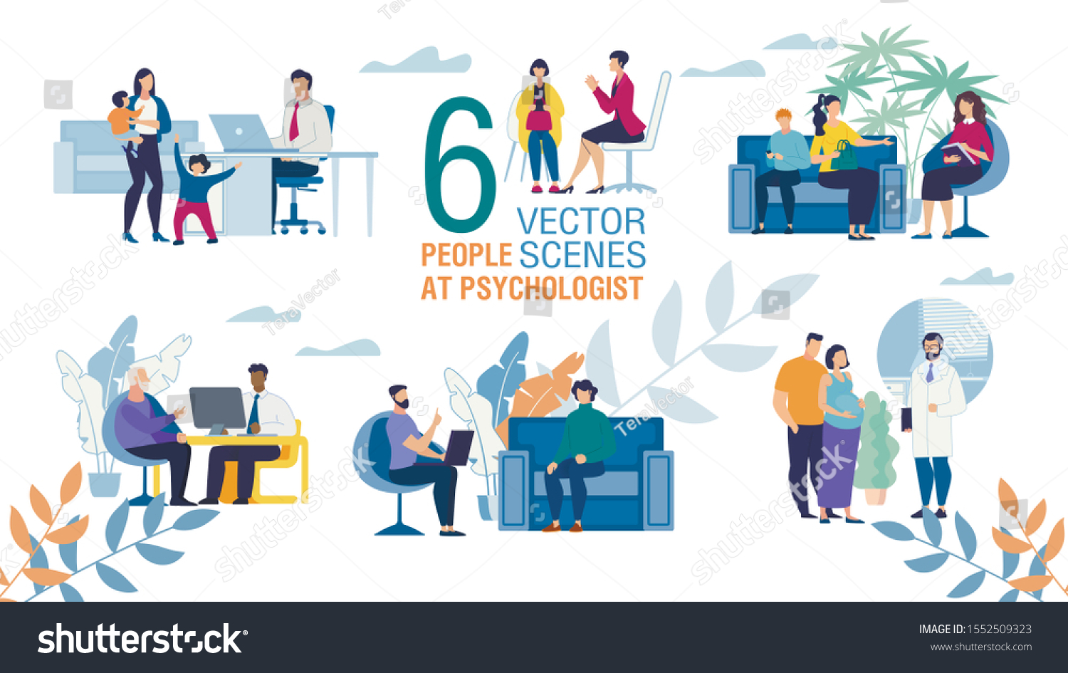 Family Psychologist Work Trendy Flat Vector Stock Vector (Royalty Free ...