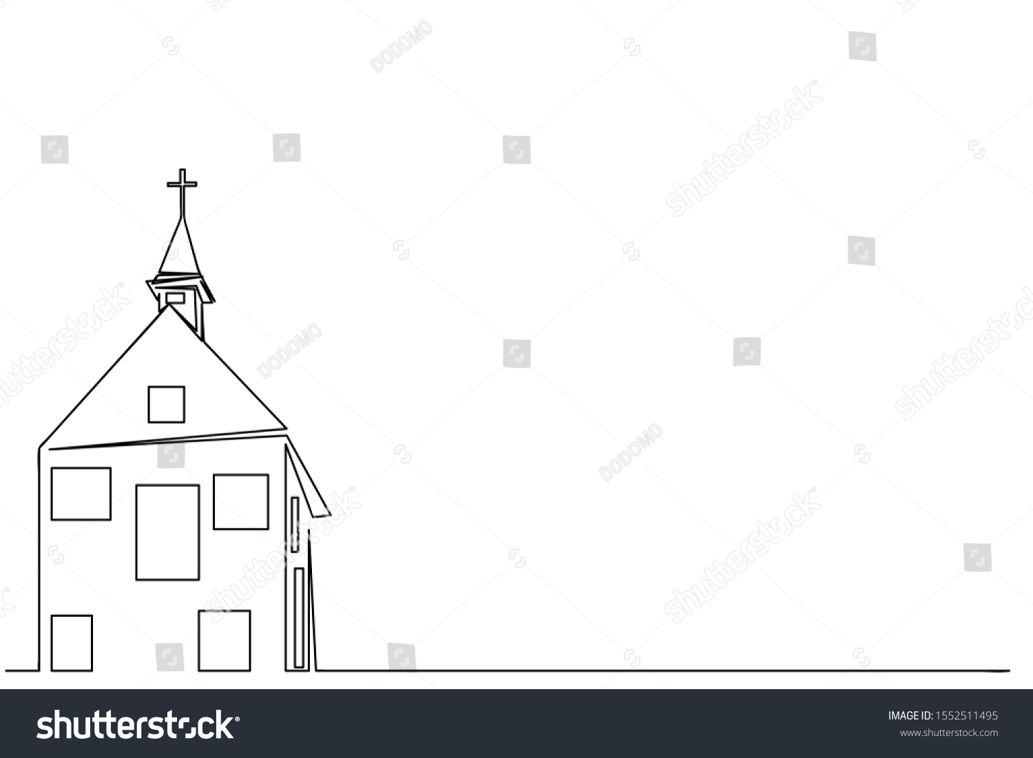 Continuous Line Drawing Christian Churches Building Stock Vector ...