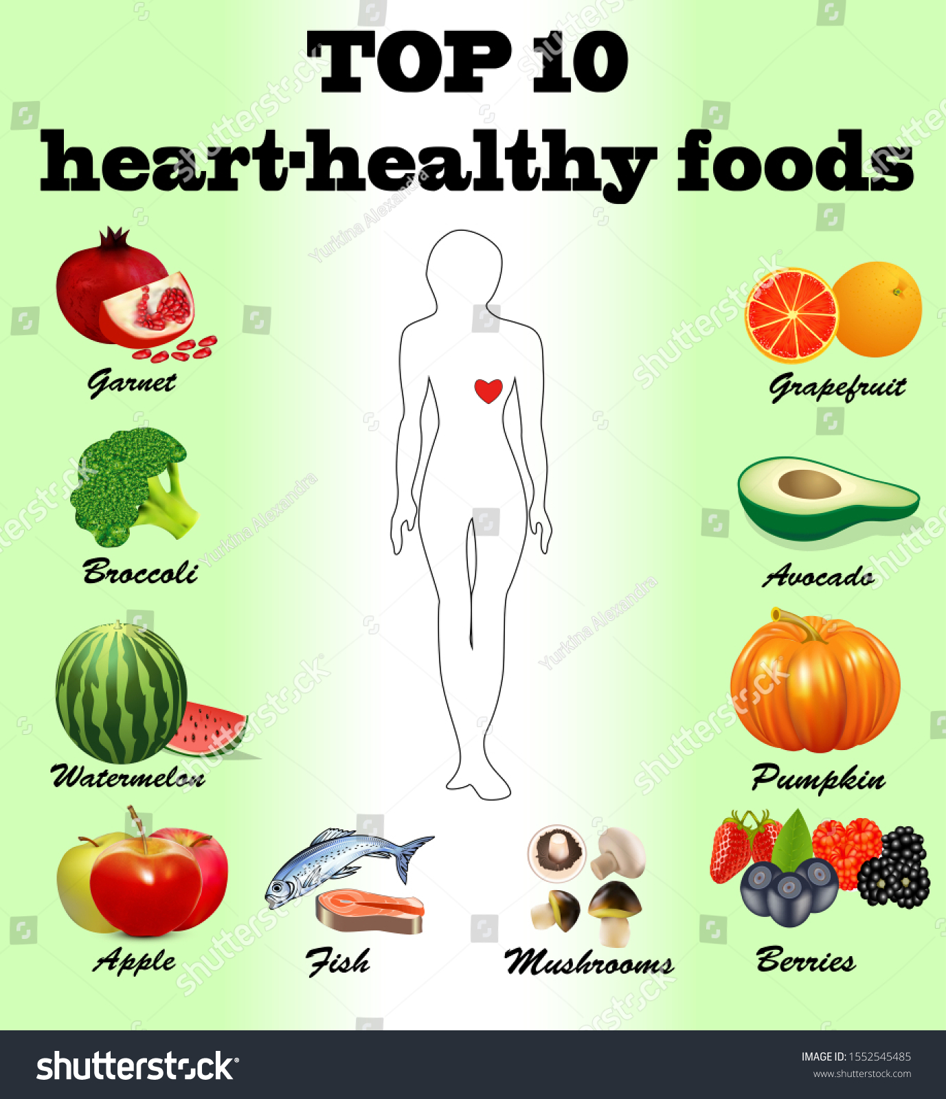 Illustration Top Best Food Heart Health Stock Vector (Royalty Free) 1552545485 | Shutterstock