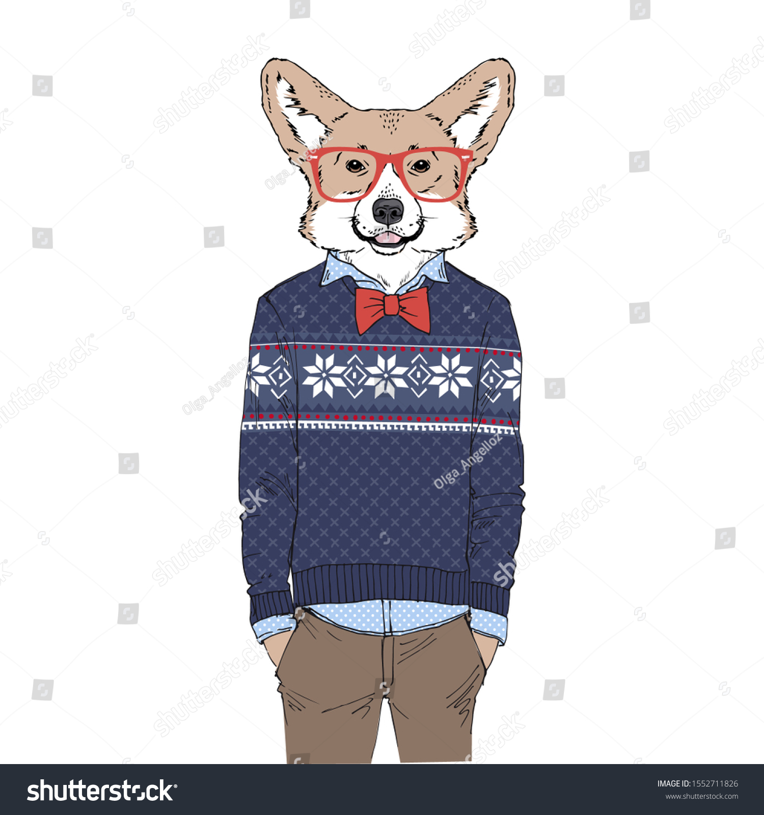 Humanized Welsh Corgi Breed Dog Dressed Stock Vector (Royalty Free ...