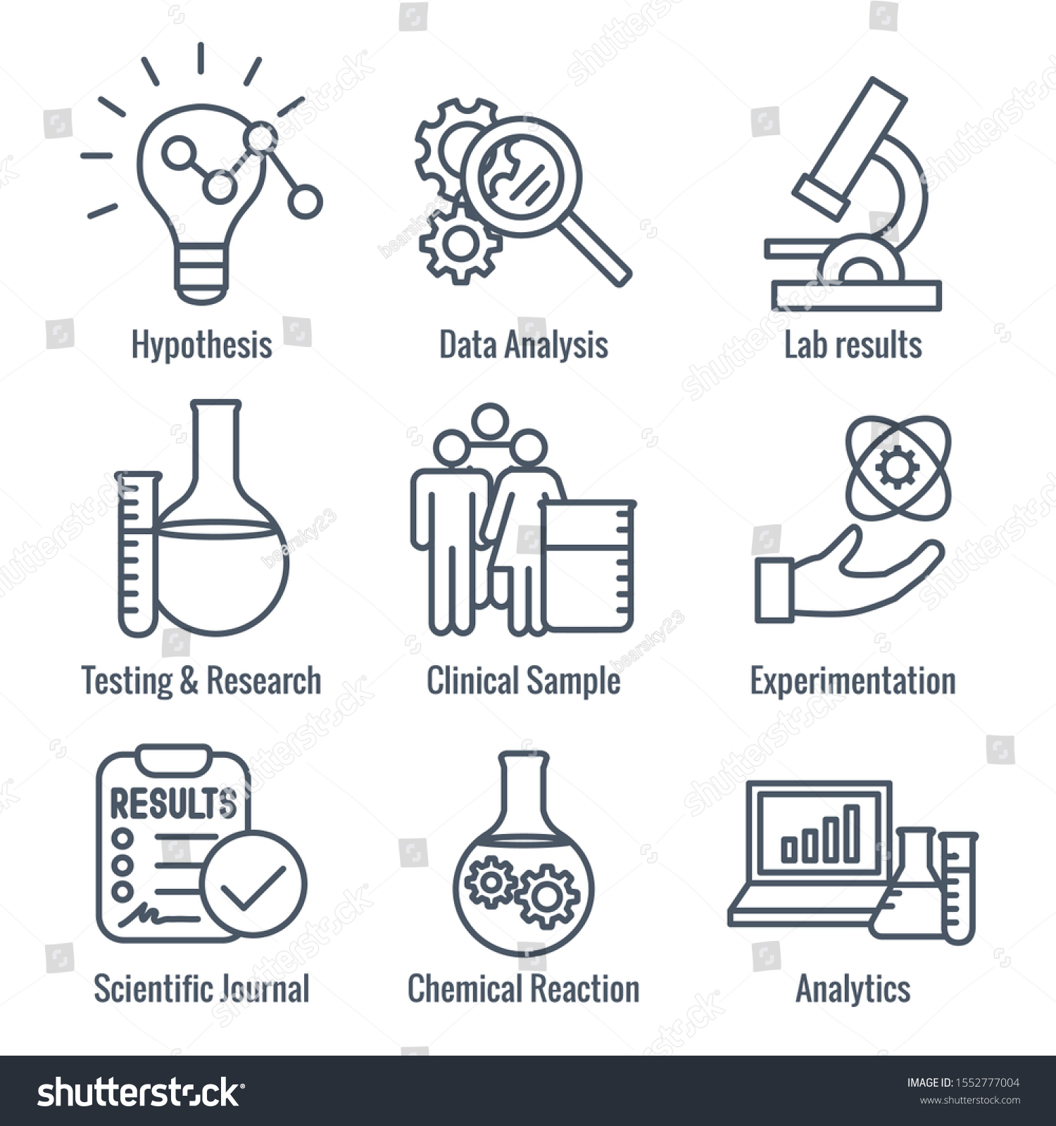 Scientific Process Icon Set Hypothesis Analysis Stock Vector Royalty Scientific Process Icon Set Hypothesis Analysis Stock Vector Royalty