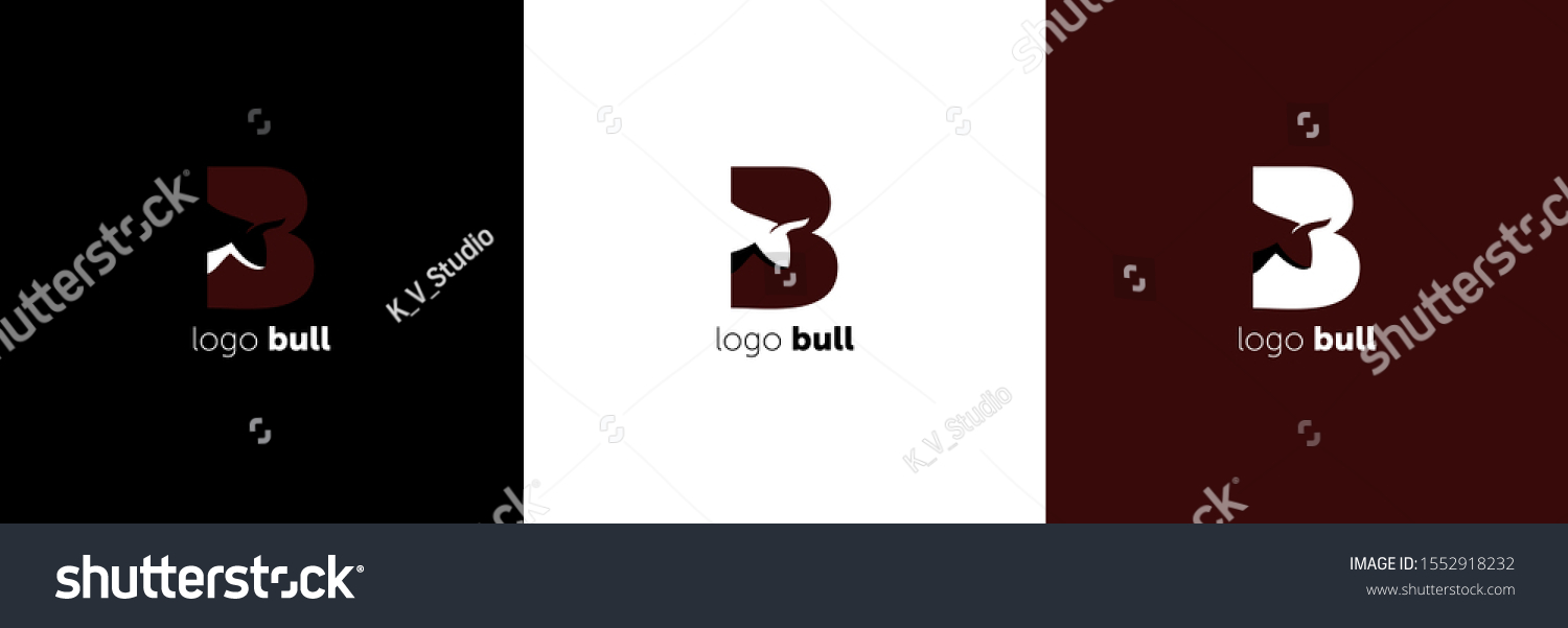 Letter B Bull Logo Logotype Bull Stock Vector (Royalty Free) 1552918232 ...