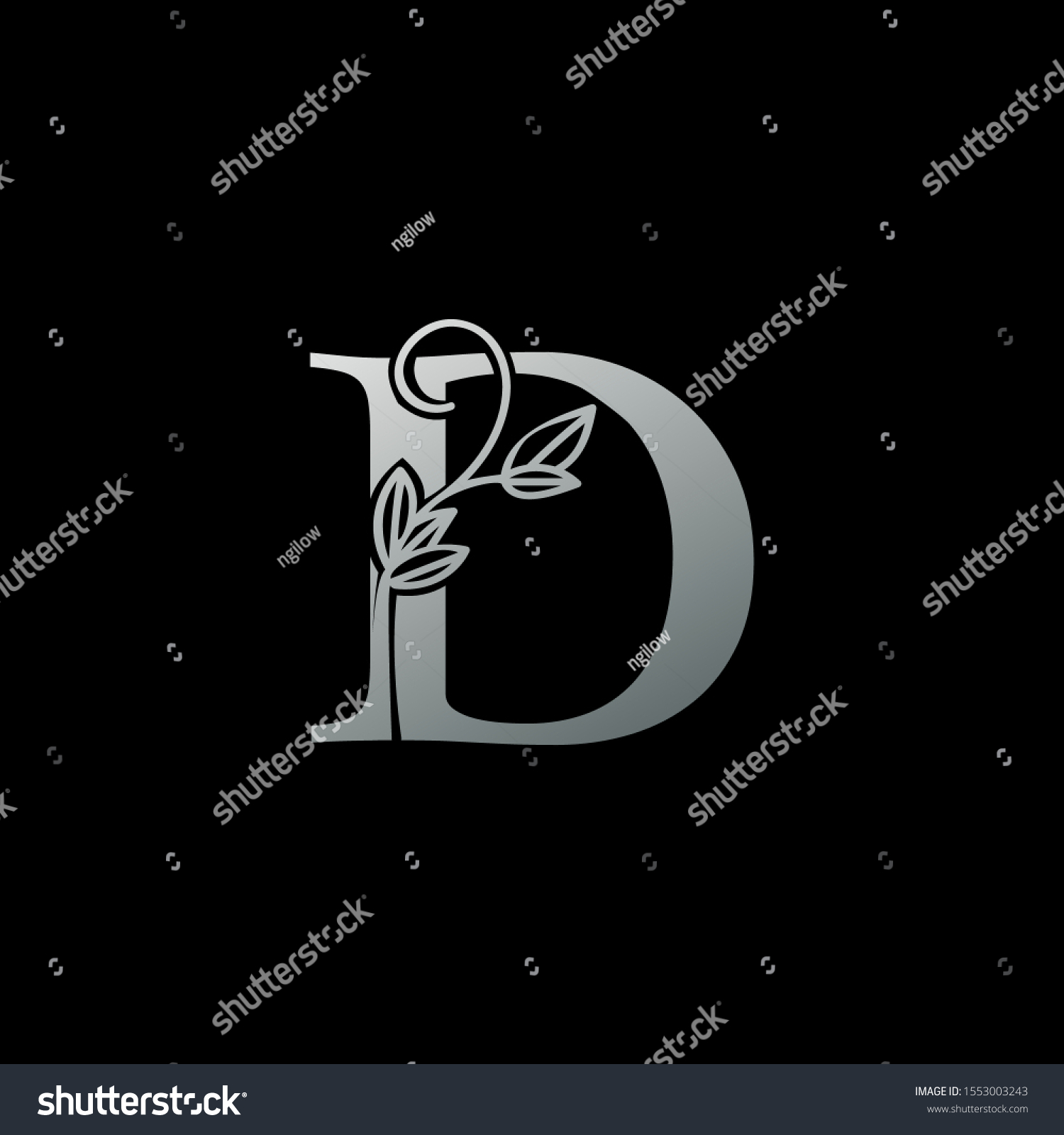 Silver Classy Initial Letter D Vintage Stock Vector (Royalty Free ...