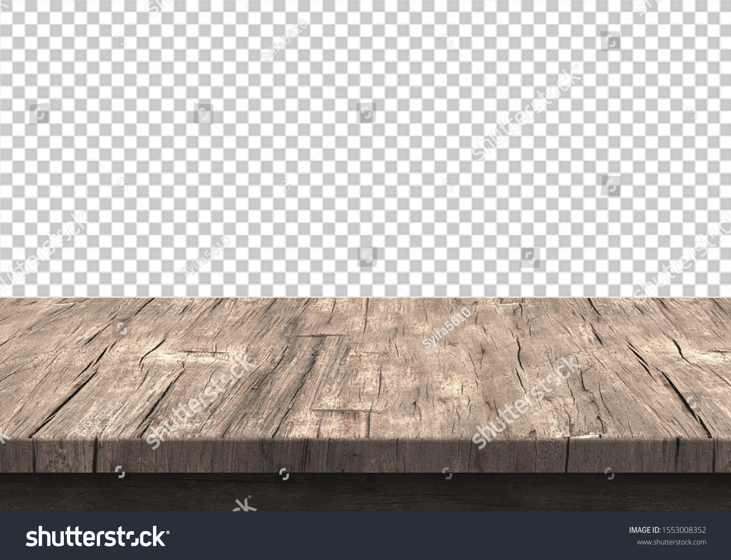 Деревянный стол на прозрачном фоне