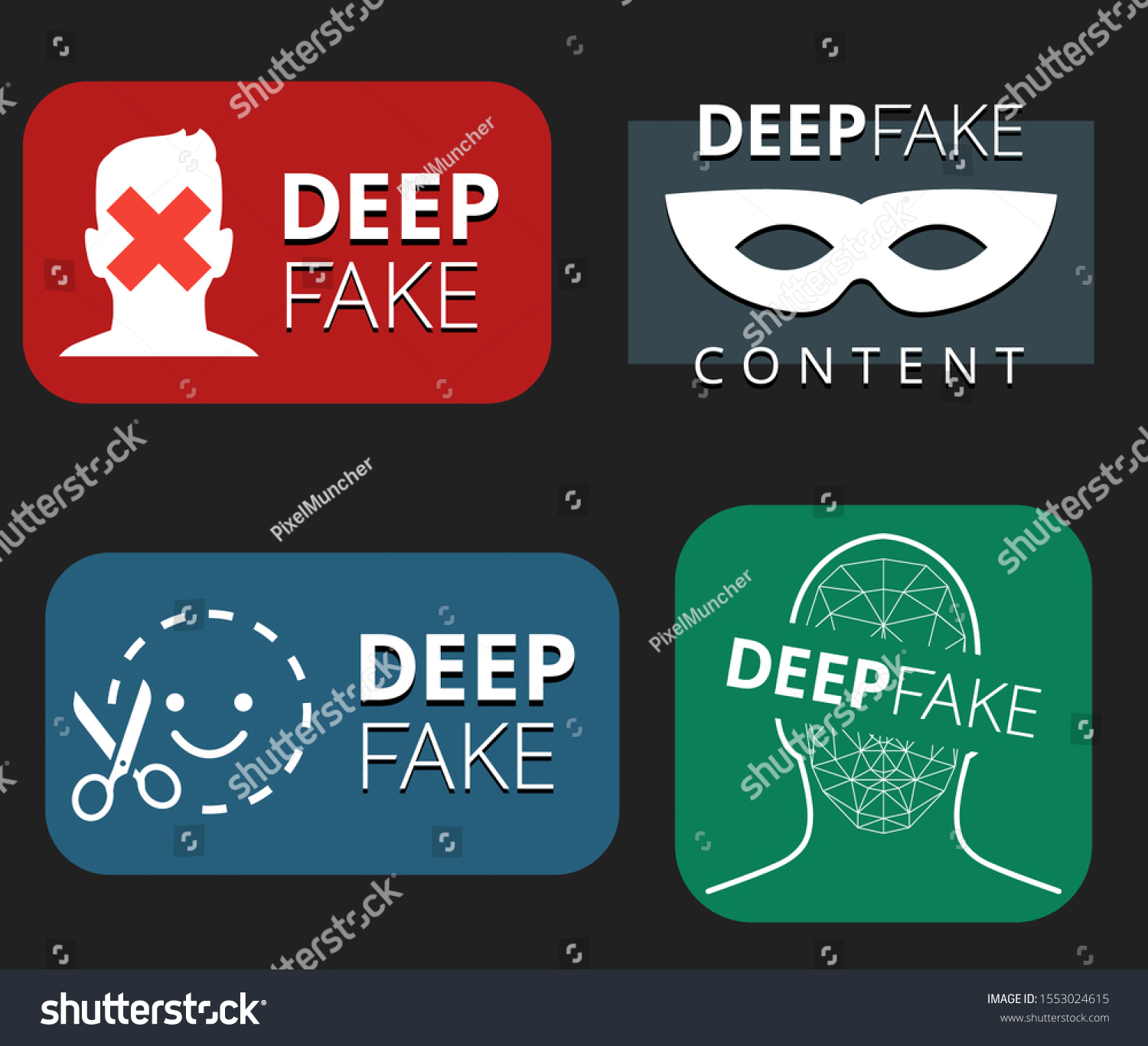 Four Original Deep Fake Logo Icons Stock Vector (Royalty Free ...