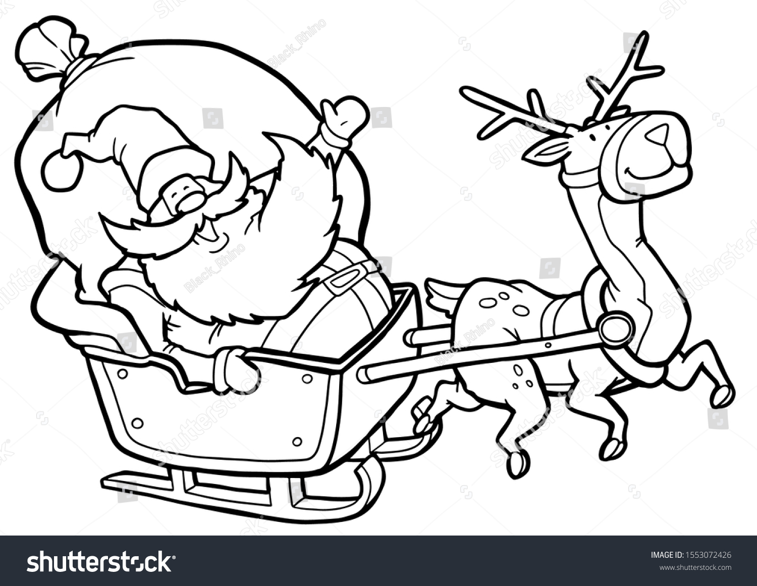 Black White Coloring Page Outline Reindeer Stock Vector (Royalty Free ...