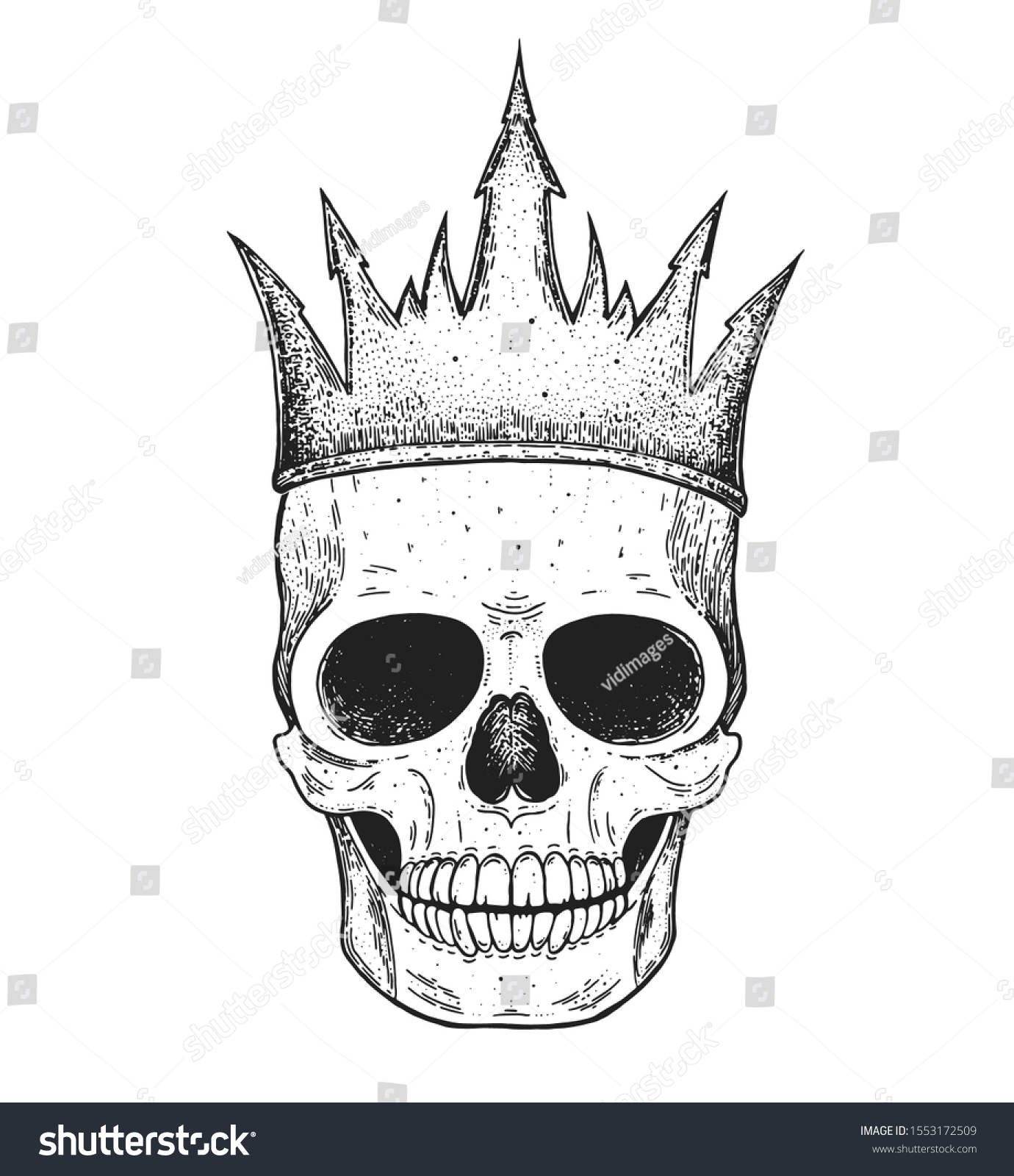 Skull King Hand Drawn Illustration Tattoo Stock Vector (Royalty Free ...