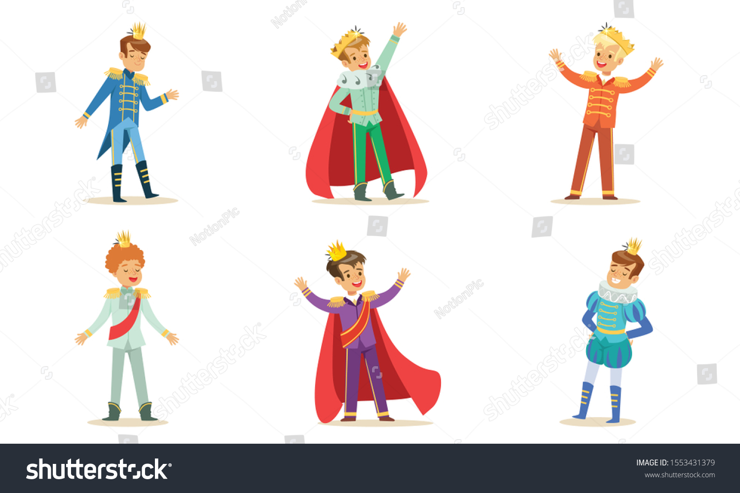 Boys Costumes Kings Princes Vector Illustration Stock Vector (royalty 