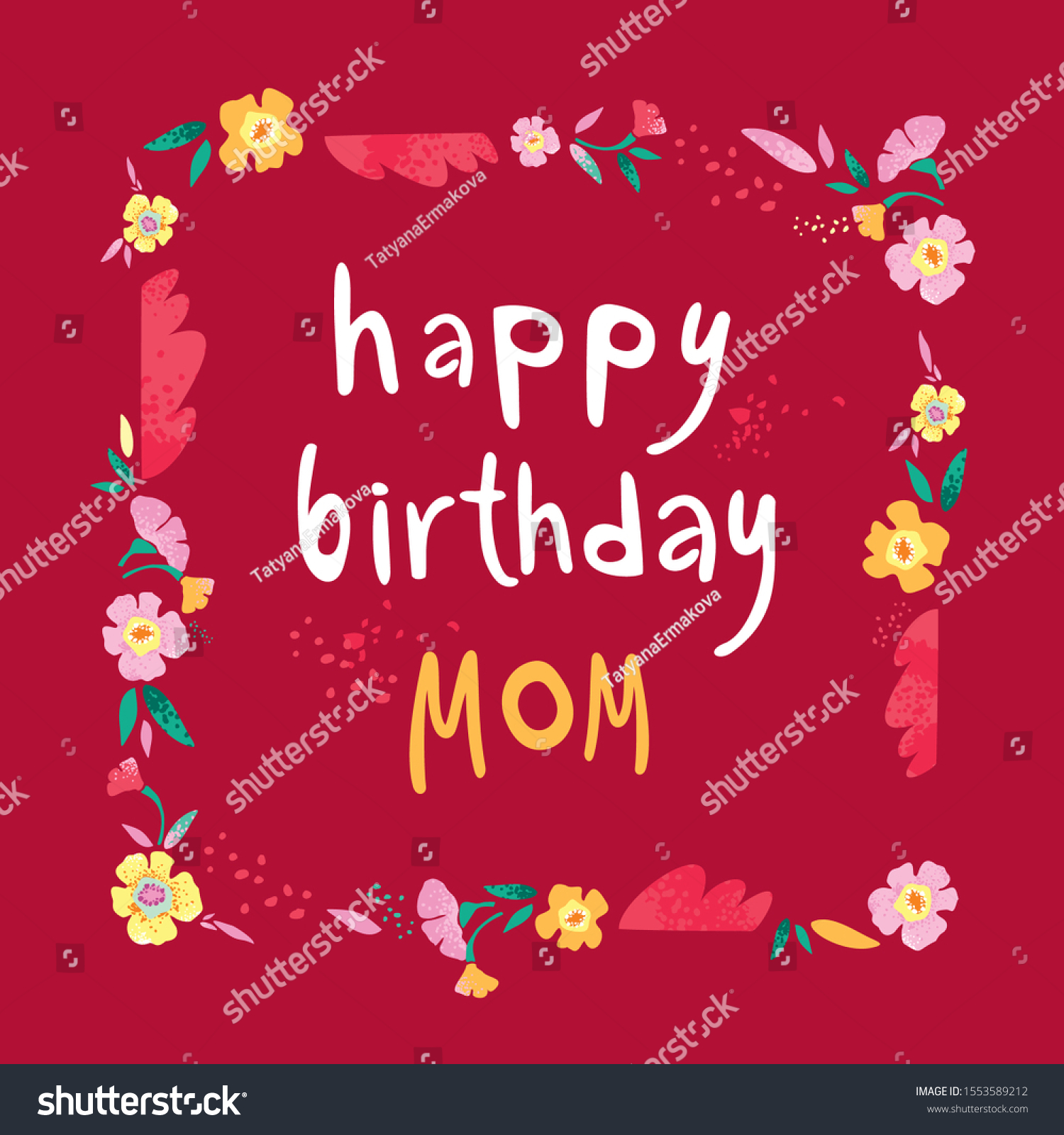 Birthday Card Mom Hand Drawn Frame Stock Vector (Royalty Free ...