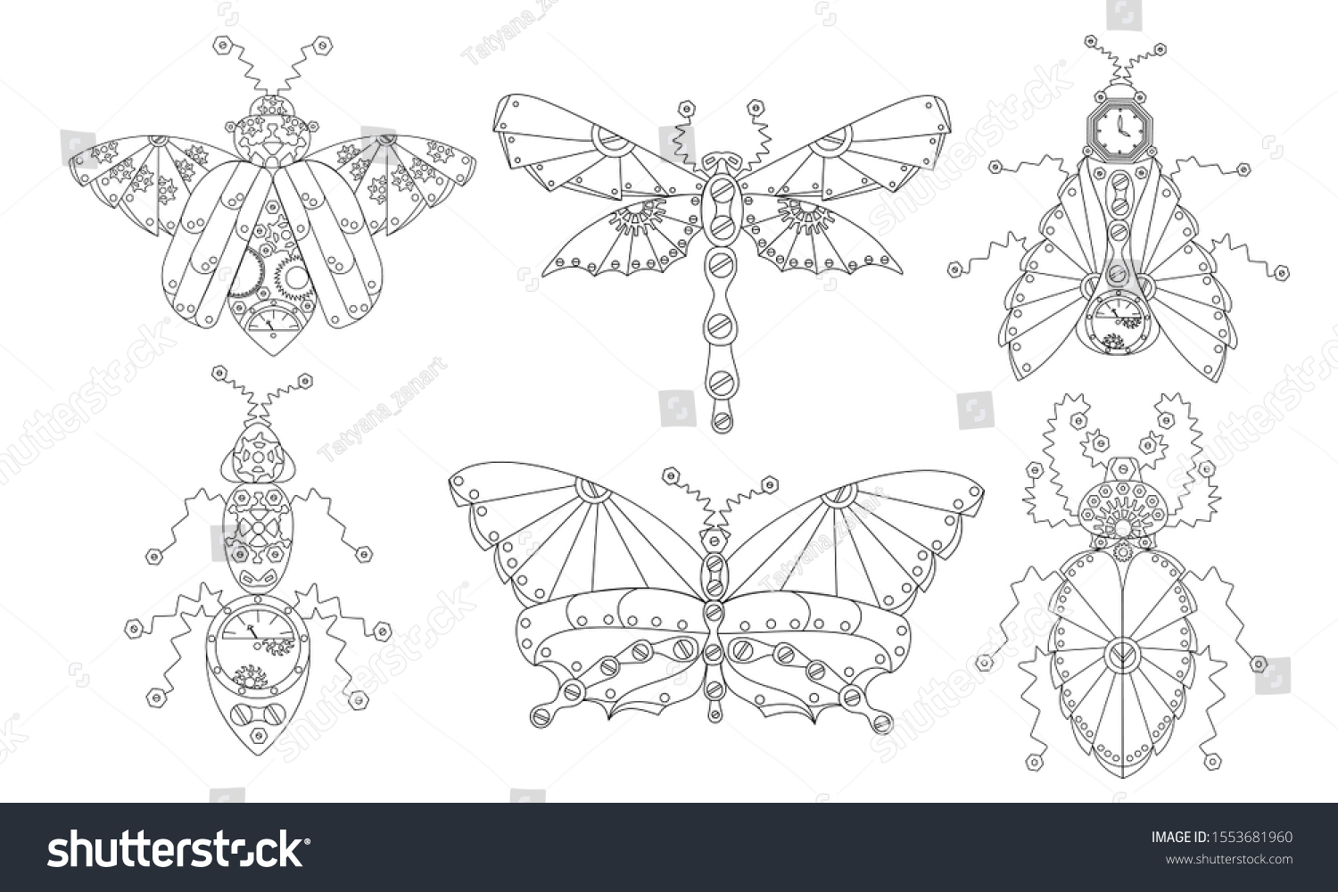 Zenart Insects Clip Art Steampunk Style Stock Vector (Royalty Free ...