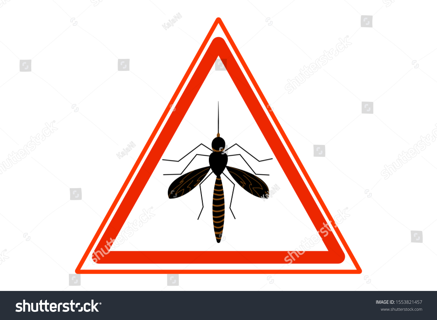 Mosquito Red Warning Sign On White Stock Vector (Royalty Free ...