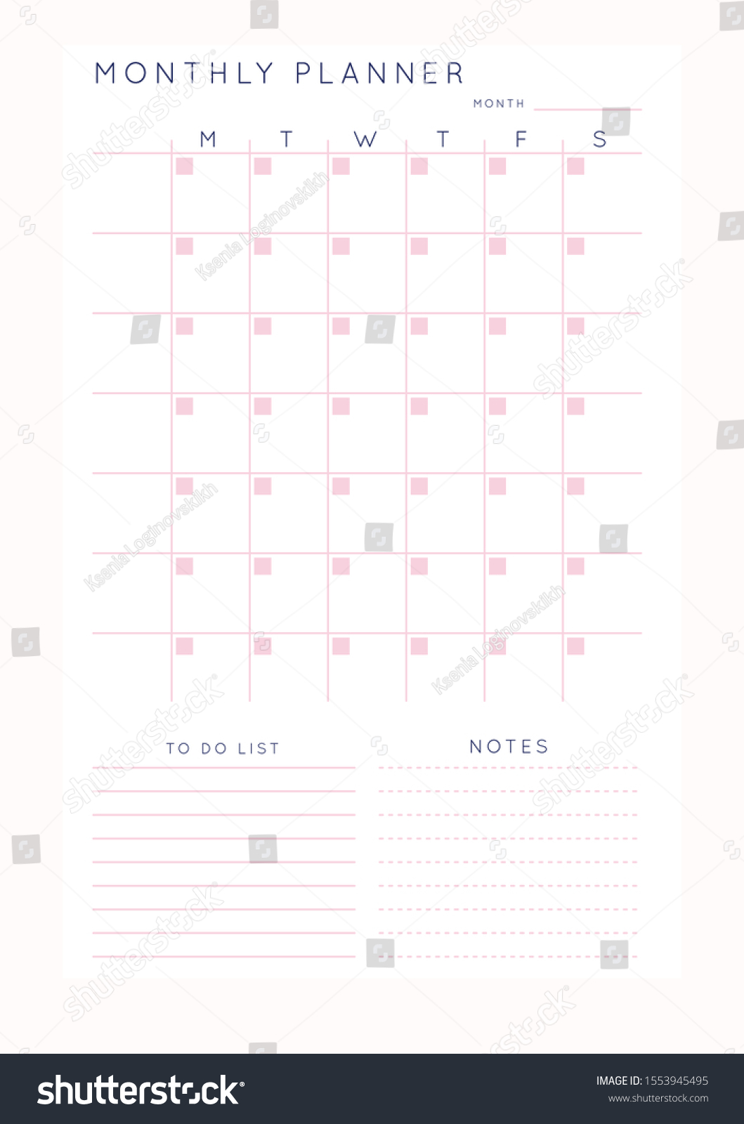 Set Minimalist Abstract Planners Month Calendar Stock Vector (Royalty ...