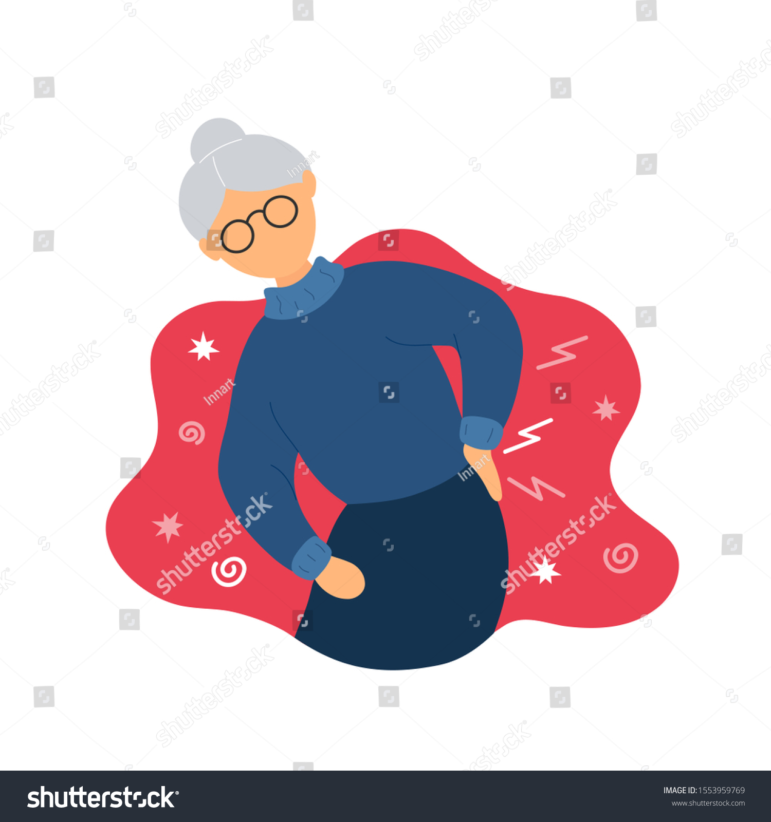 Old Woman Backache Problems Flat Modern Stock Vector (Royalty Free ...