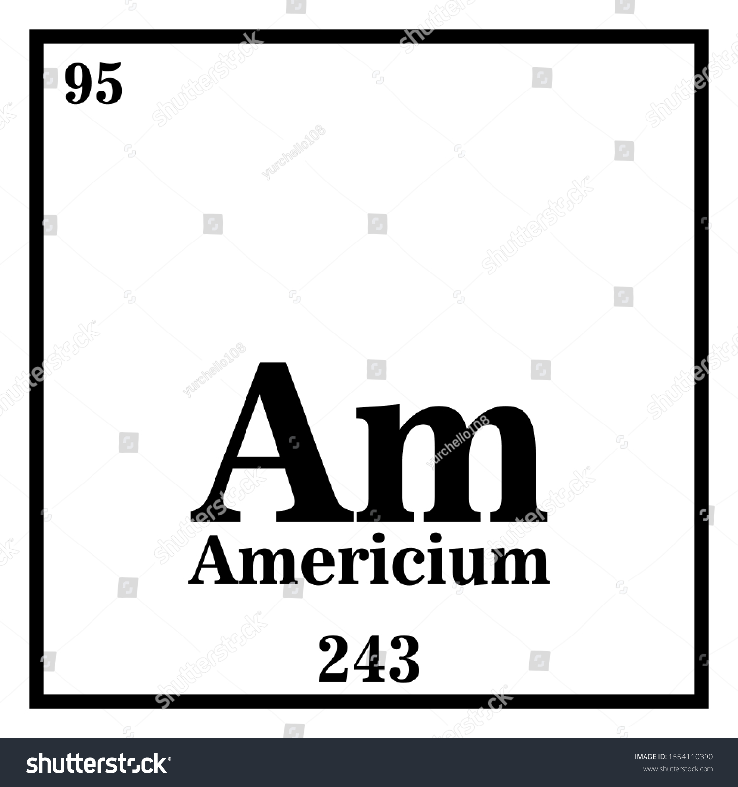 Americium Periodic Table Elements Vector Illustration Stock Vector
