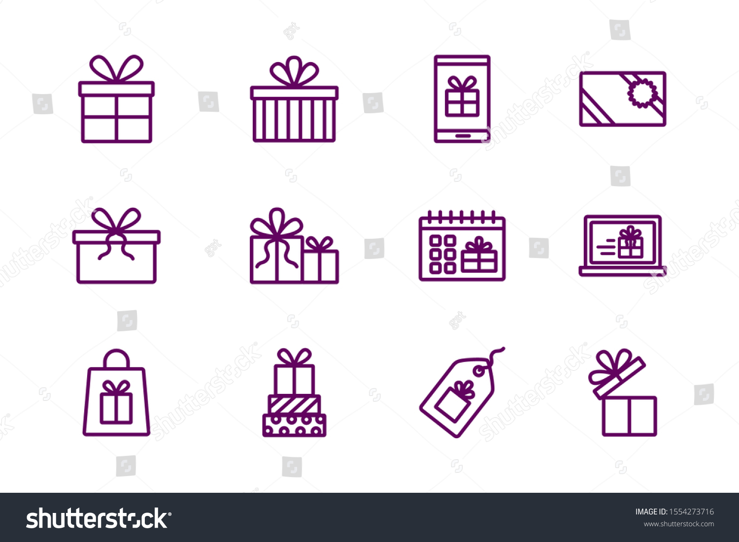 Gift Icon Set Design Happy Birthday Stock Vector (Royalty Free ...