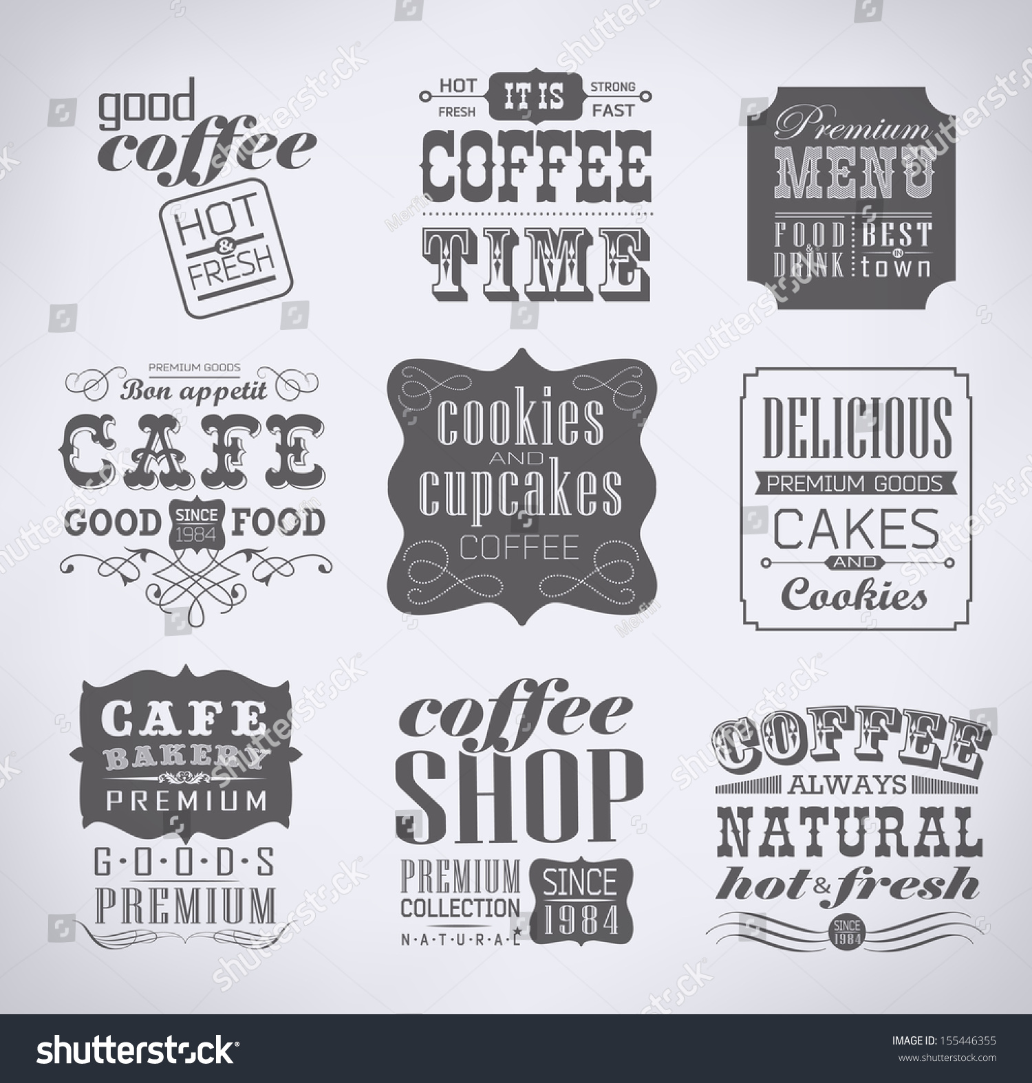 Retro Bakery Labels Typography Coffee Shop Stock Vector (Royalty Free ...