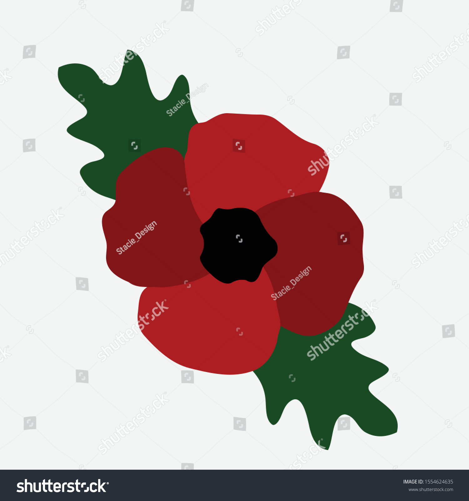 Remembrance Poppy Flower Vector Illustration Stock Vector (Royalty Free ...