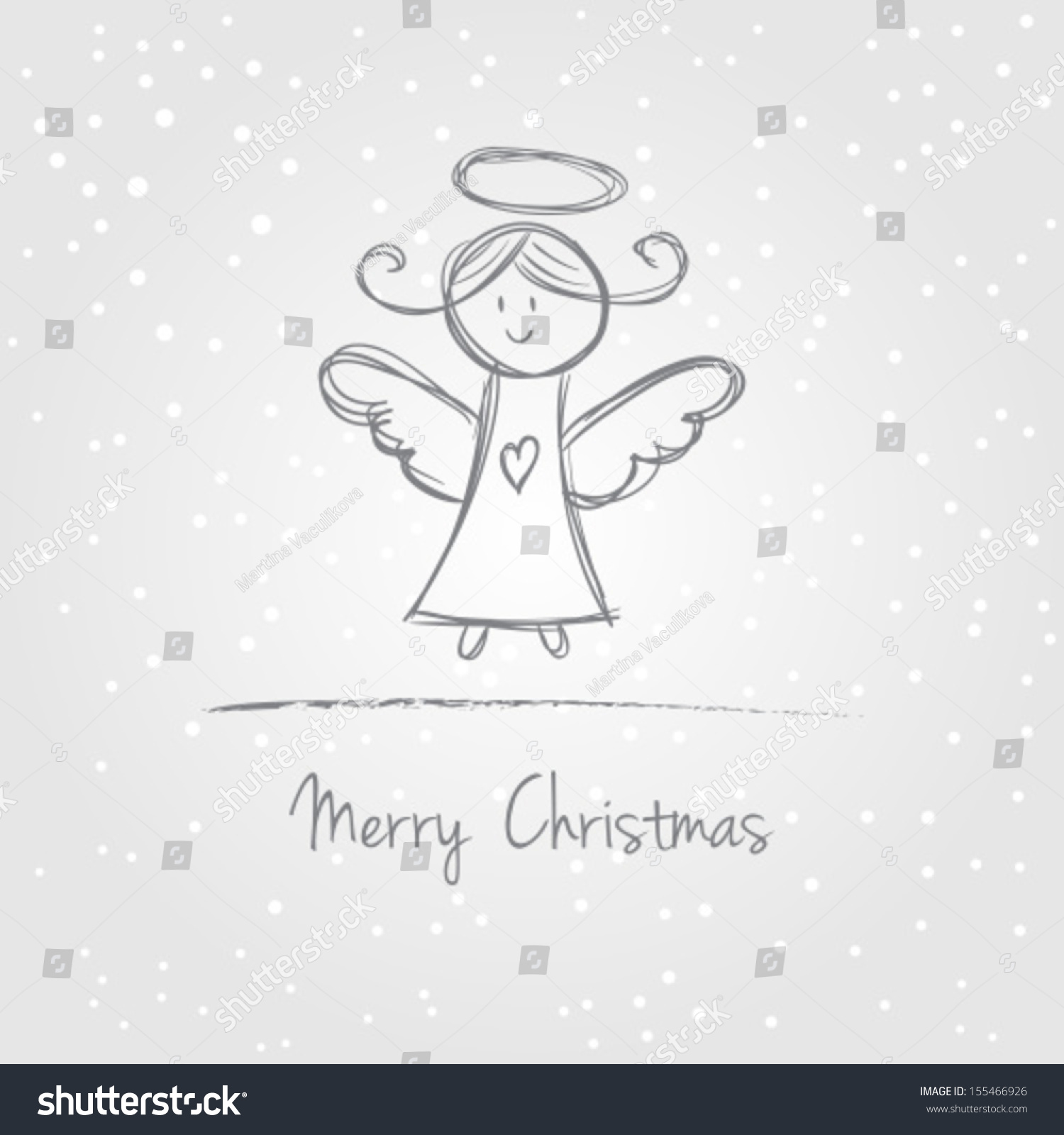 Illustration Christmas Angel Snow Doodle Style Stock Vector (Royalty ...