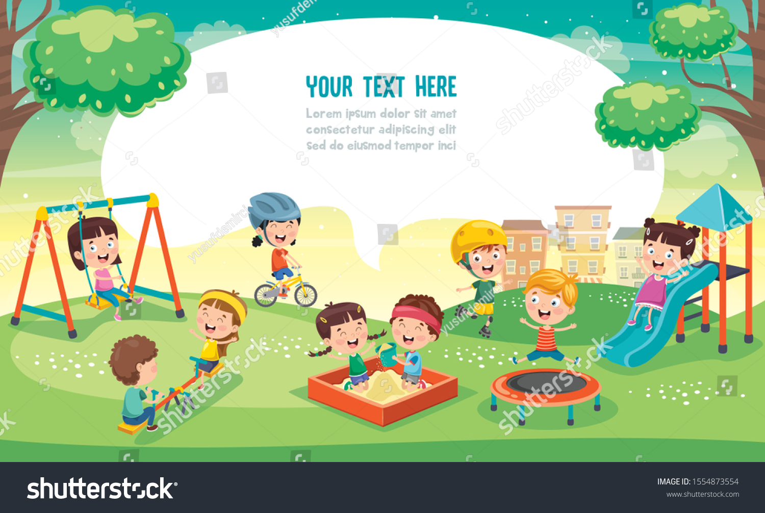 Children Playing Park Stock Vector (Royalty Free) 1554873554 | Shutterstock