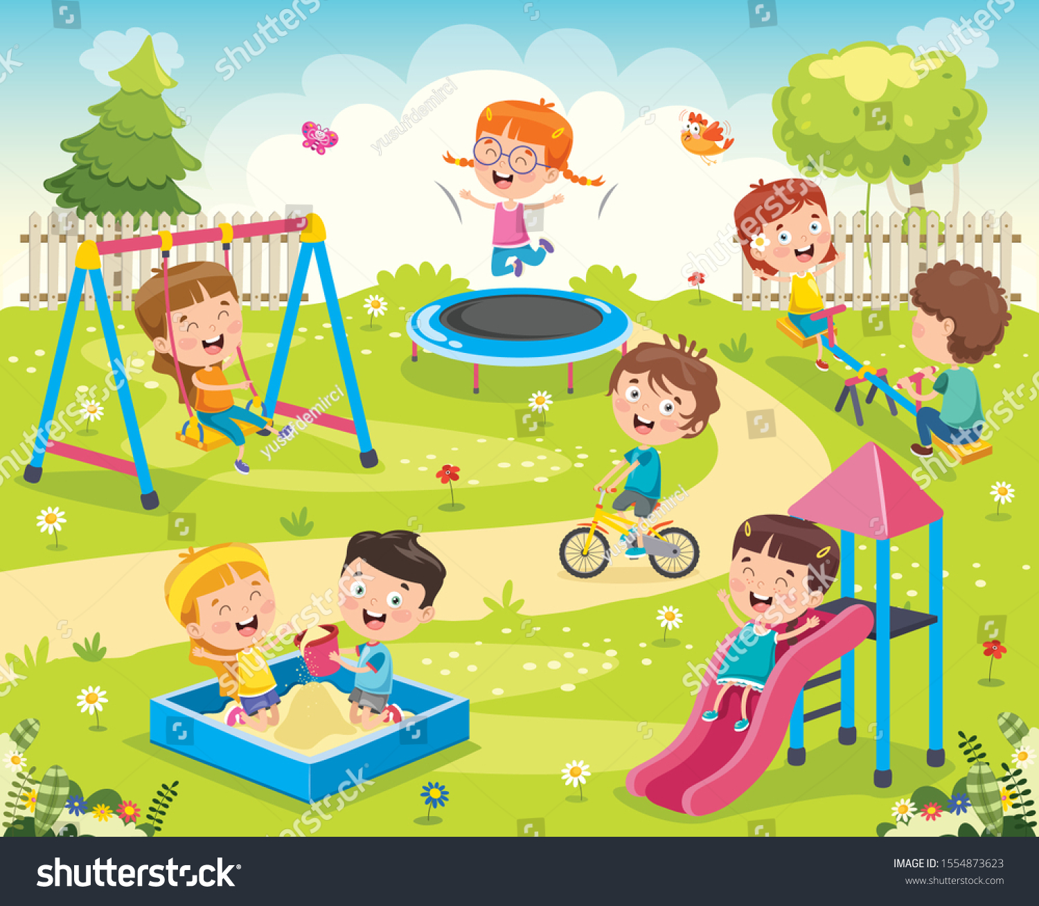 Children Playing Park Stock Vector (Royalty Free) 1554873623 | Shutterstock