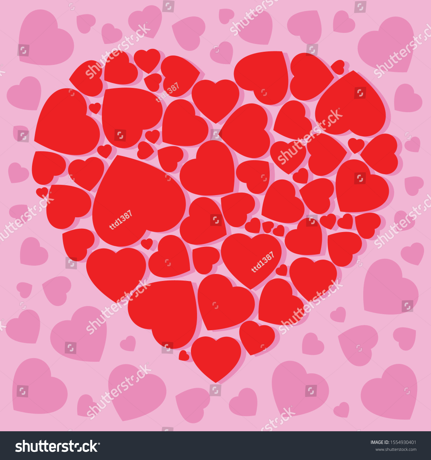 Red Pink Heart Background Love Stock Vector (Royalty Free) 1554930401 ...