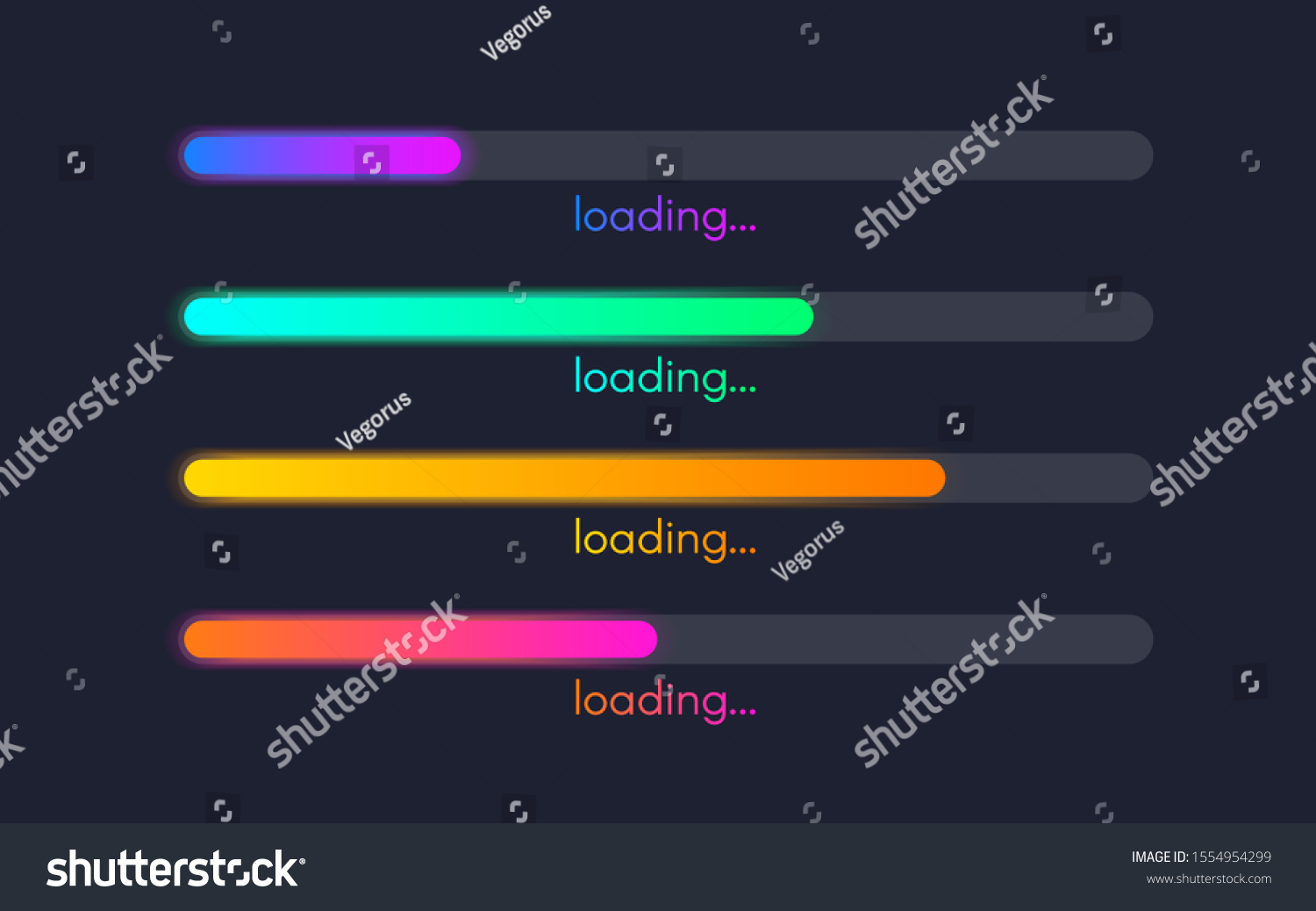 Loading Bar Set Color Gradient Lines Stock Vector (Royalty Free ...