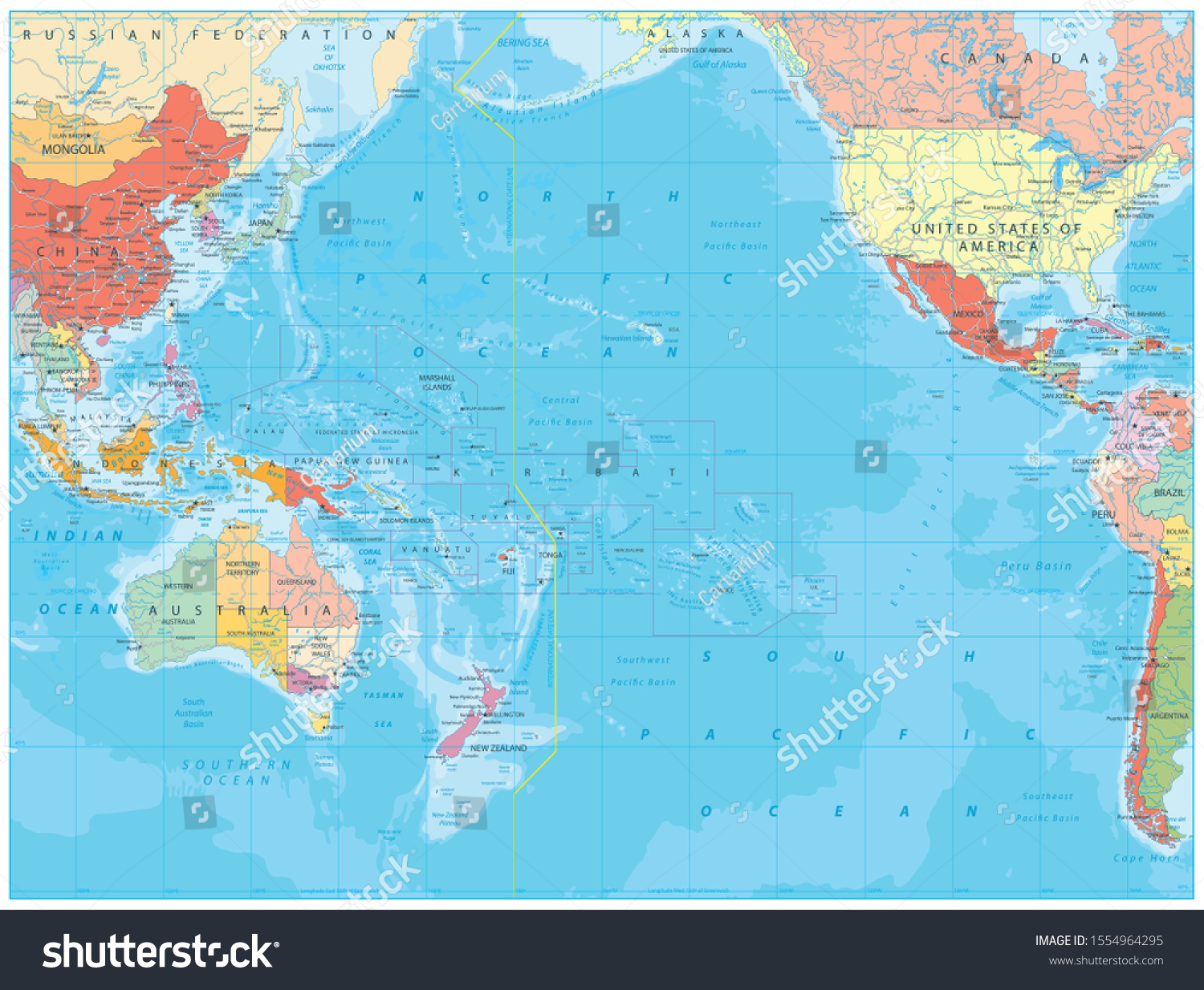 Velika Britanija, SAD i Australija potpisale bezbednosni pakt Stock-vector-pacific-ocean-political-map-and-bathymetry-detailed-pacific-ocean-vector-map-vector-illustration-1554964295