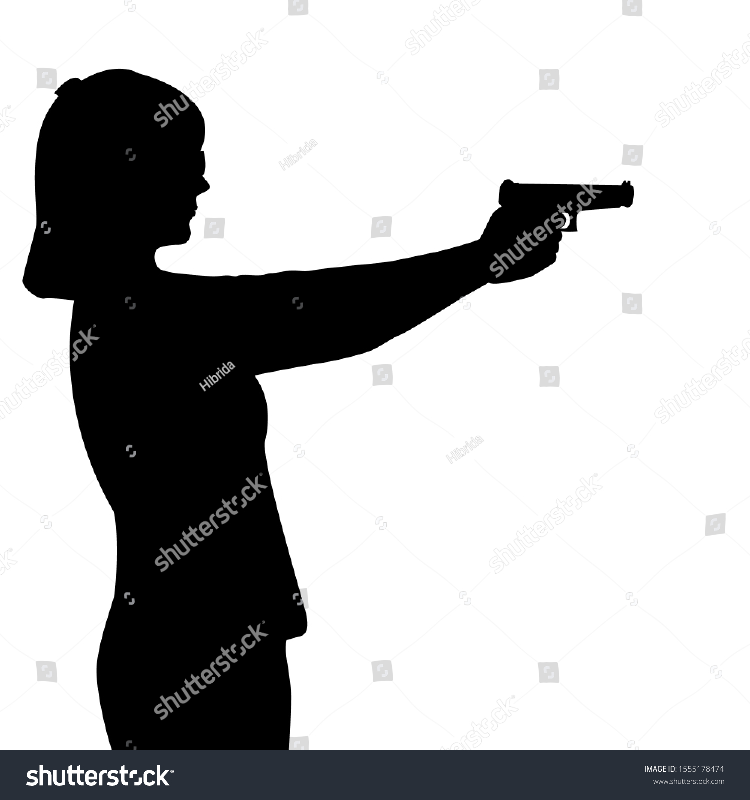 Silhouette Woman Gun Stock Vector (Royalty Free) 1555178474 | Shutterstock