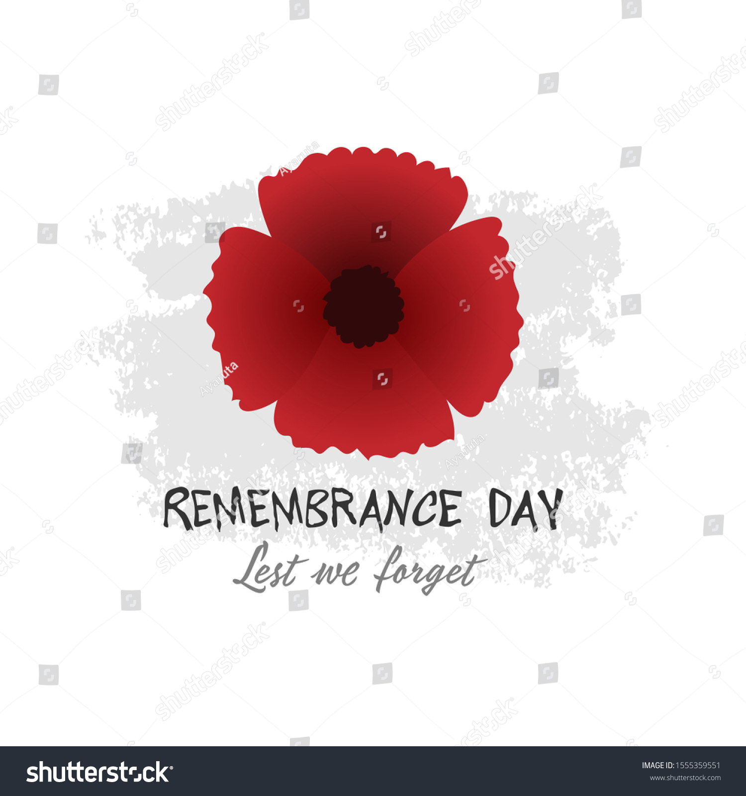 Remembrance Day November 11 Typography Poppy Stock Vector (Royalty Free ...