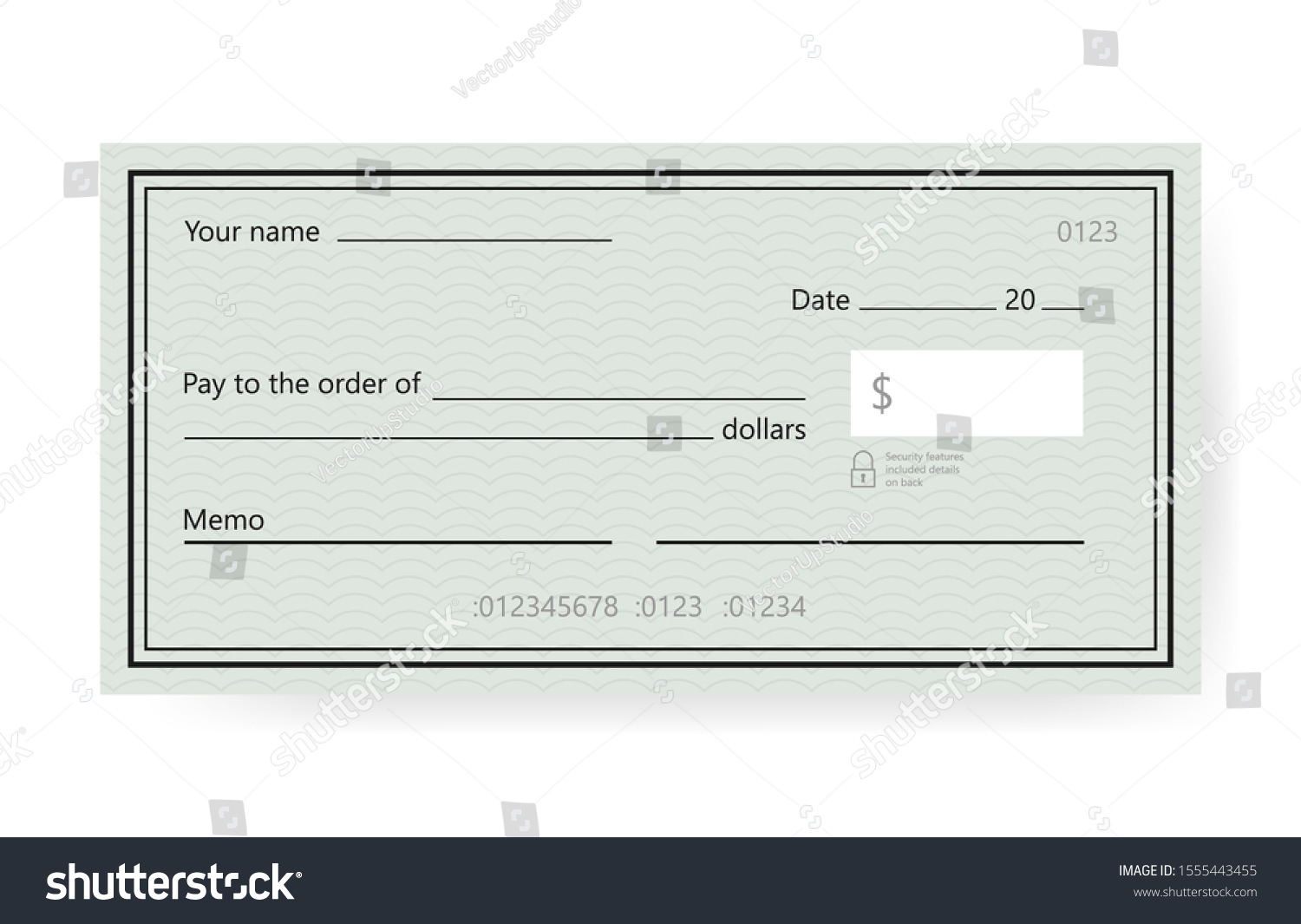 Blank Check Template Banking Check Template Stock Vector (Royalty Free ...