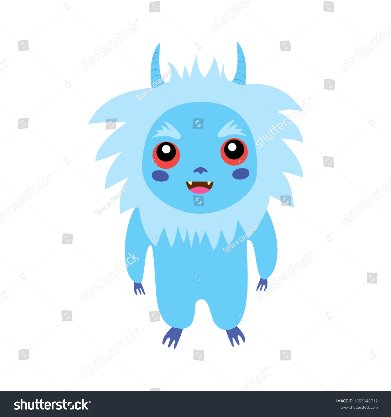 Cute Little Fluffy Monster Isolated White Stock Illustration 1555648712 ...