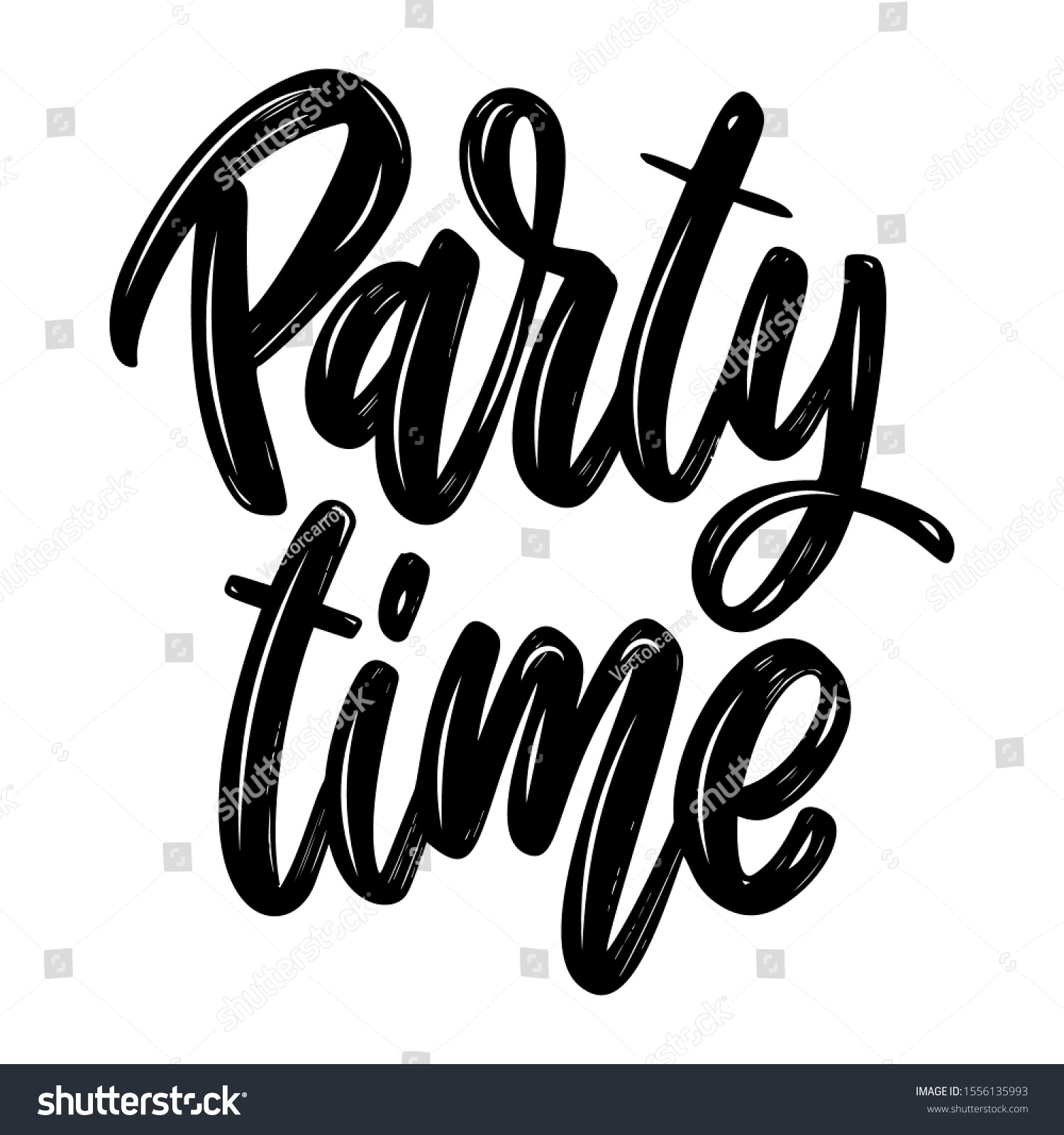 Party Time Lettering Phrase Isolated On Stock Vector (Royalty Free ...