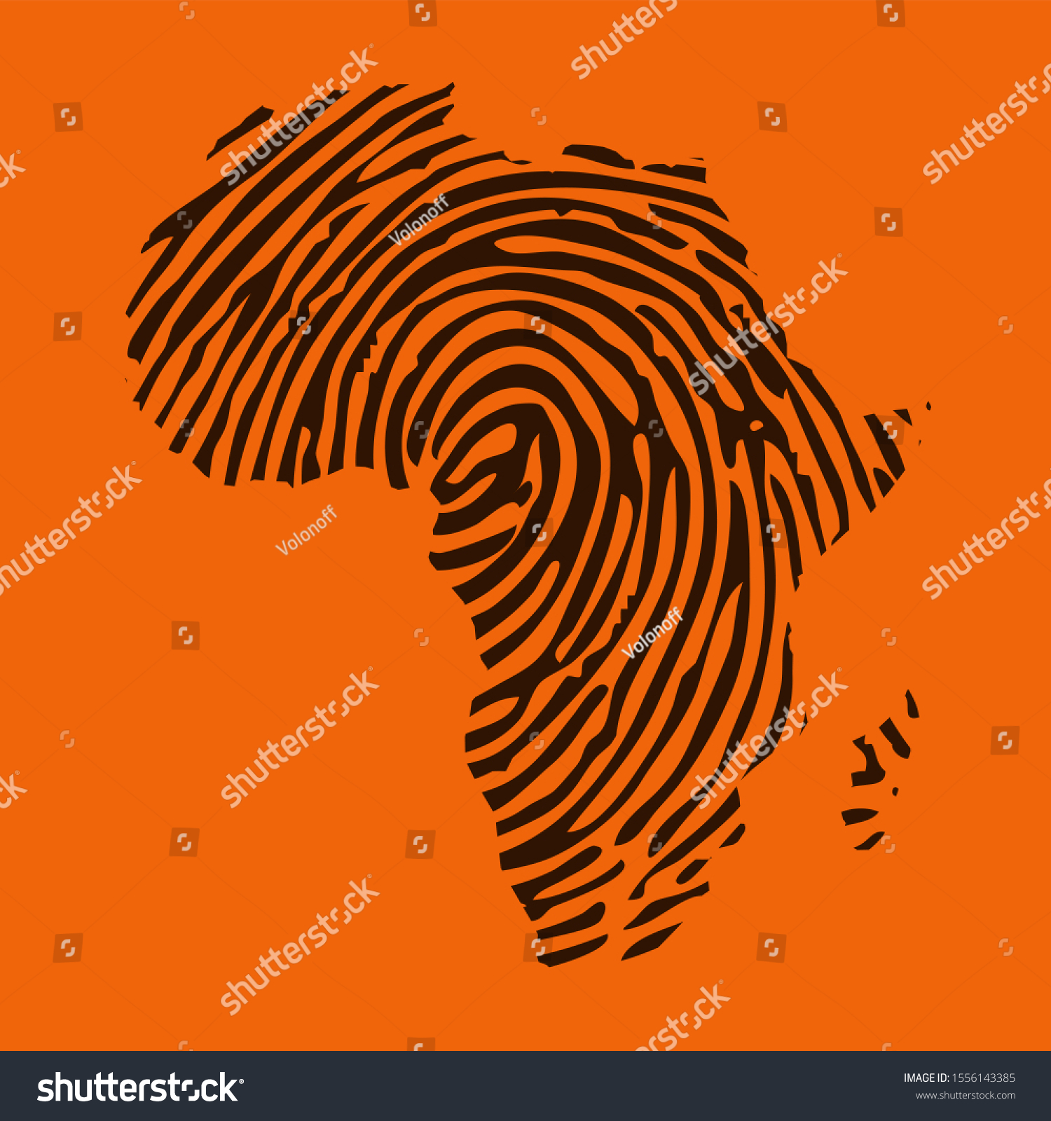 Sketch Fingerprint African Continent Map Banner Stock Illustration ...