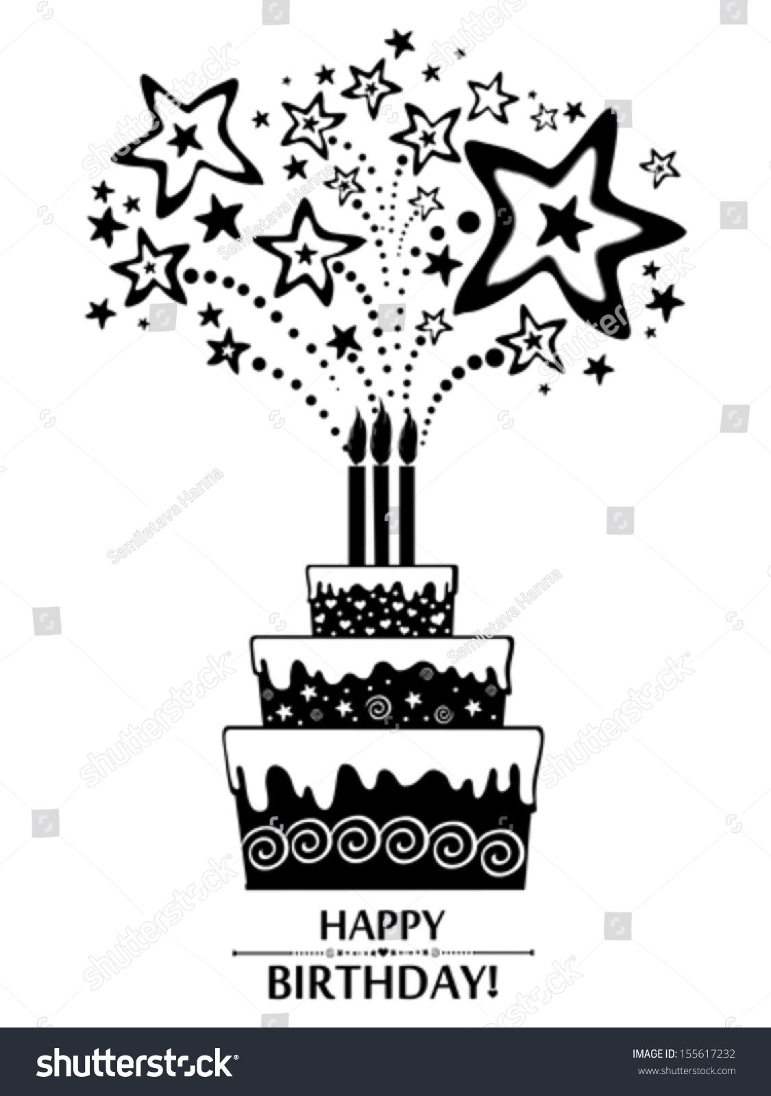 Happy Birthday Card Black And White Happy Birthday Card Black White Cake Stock Vector (Royalty Free) 155617232  | Shutterstock