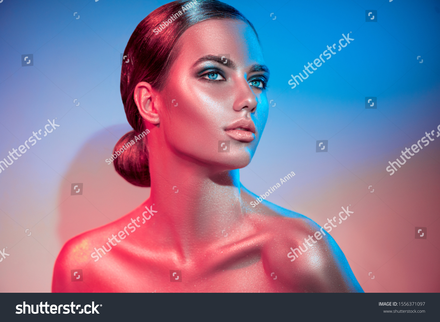 High Fashion Model Girl Colorful Bright Stock Photo 1896755605