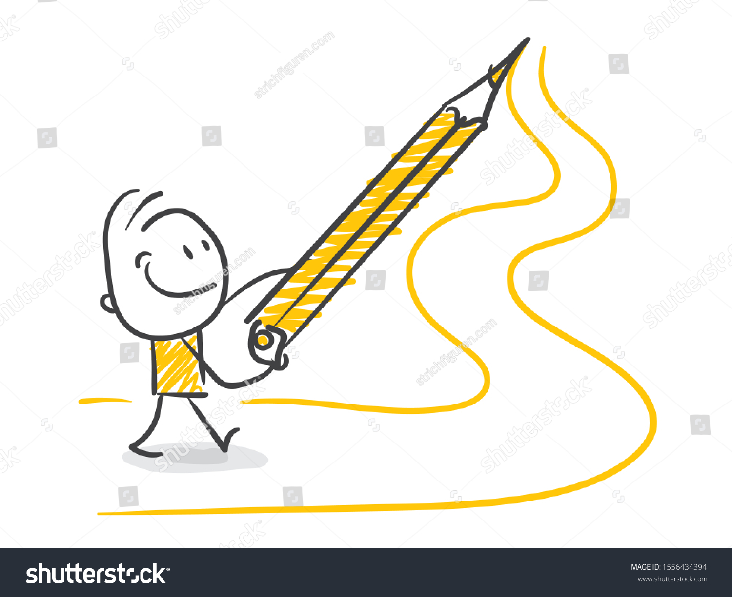 Smiling Stick Figure Drawing Way Vector Stock Vector (Royalty Free ...